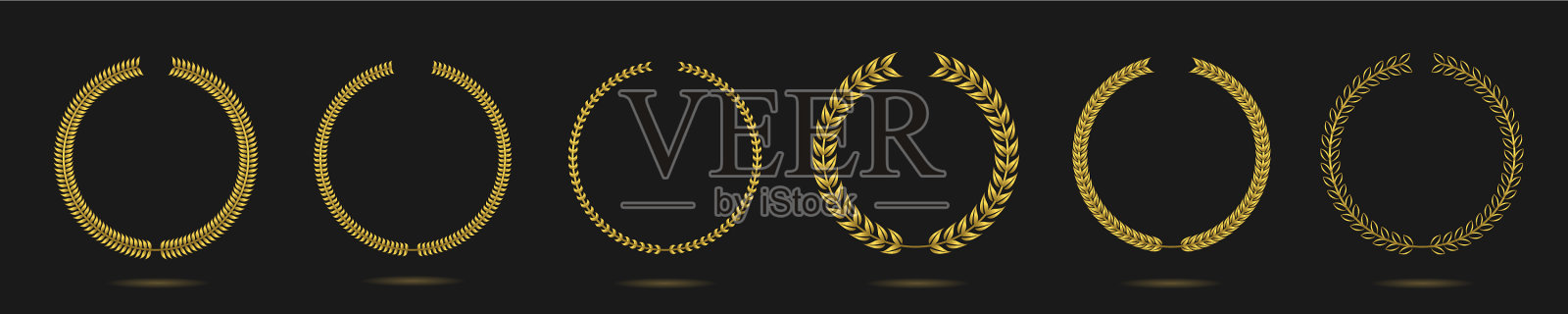 金桂花环标签集插画图片素材