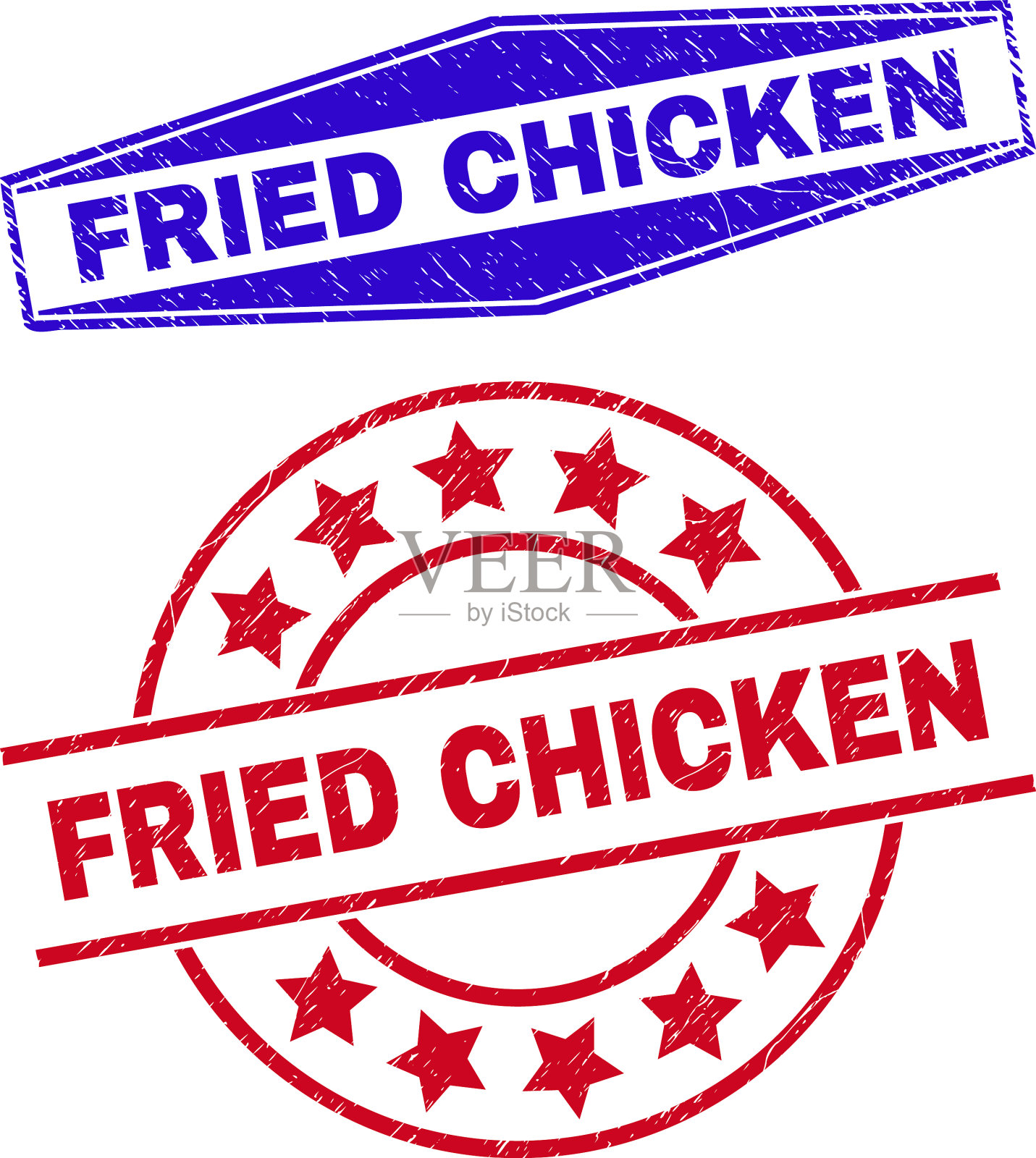 炸鸡遇险印章印圆圈和插画图片素材