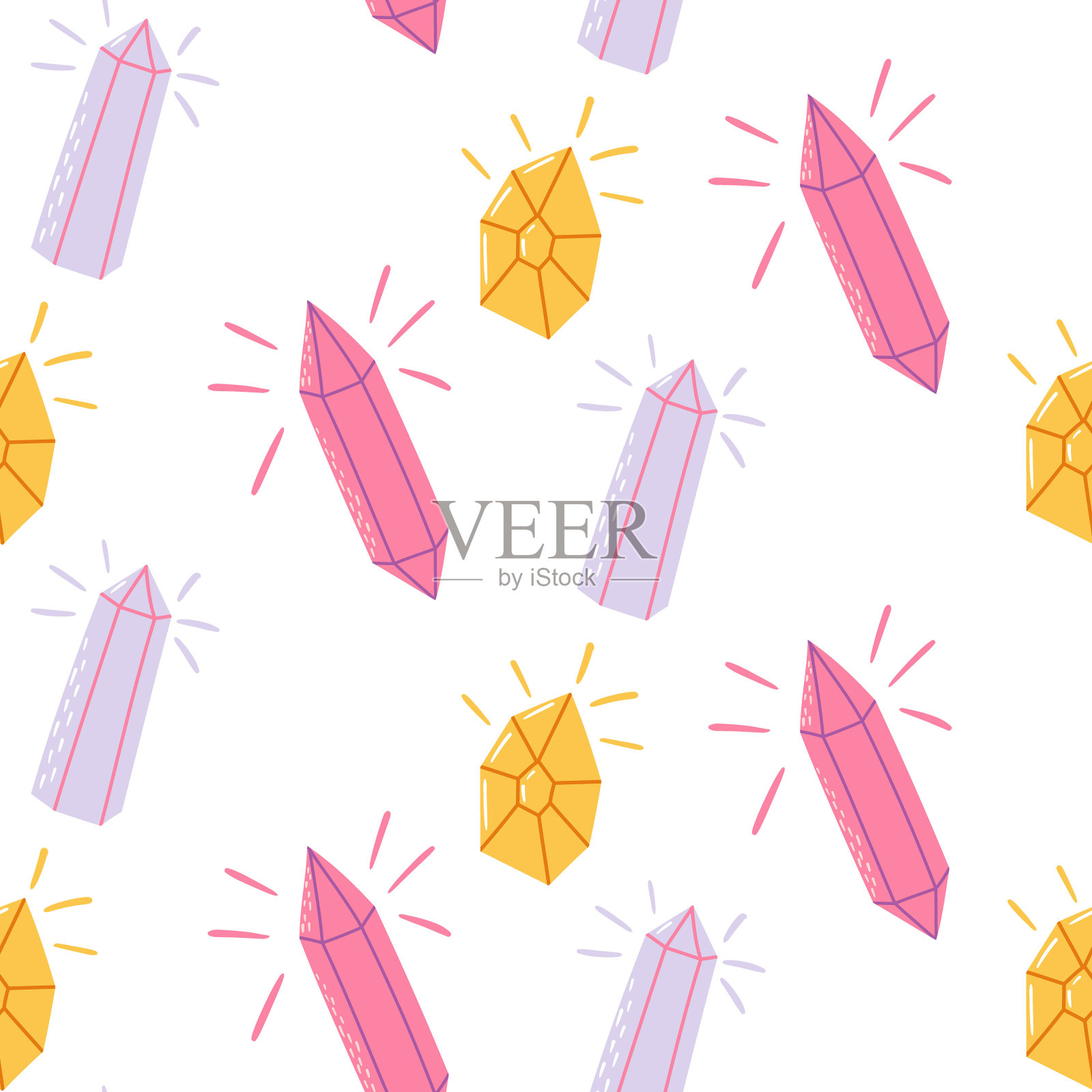 神奇无缝模式与晶体。矢量插图。插画图片素材