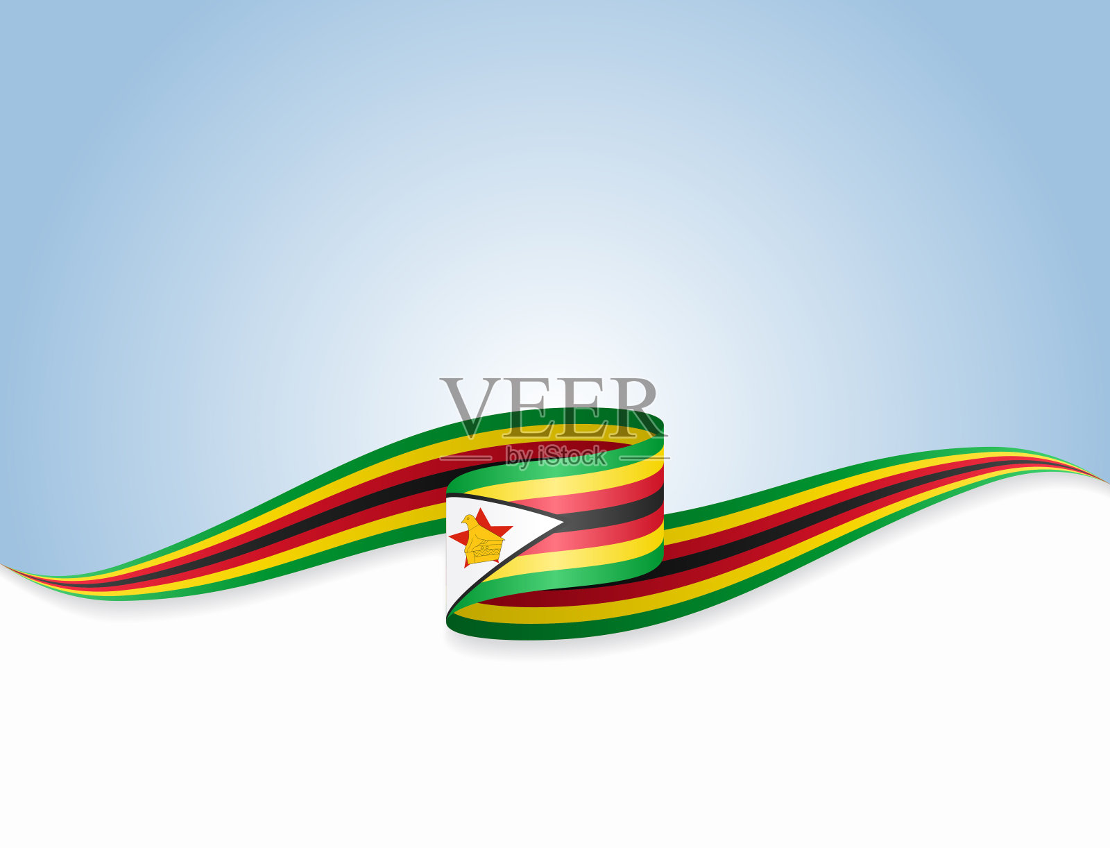 津巴布韦国旗波浪抽象背景。矢量插图。插画图片素材