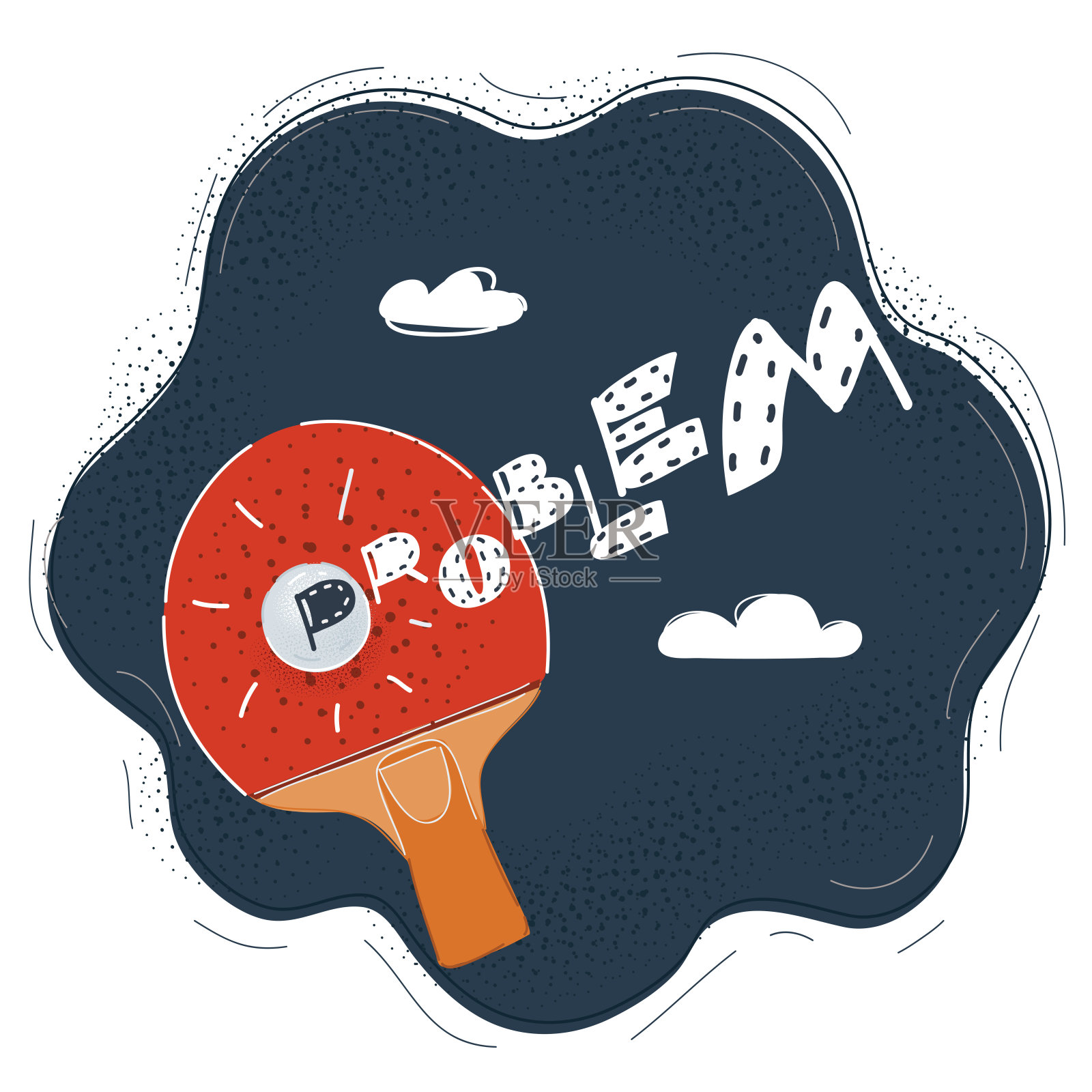 矢量插图的图片网球拍击球在黑暗的背景。插画图片素材