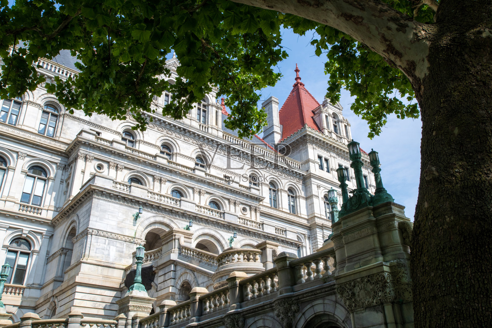 在奥尔巴尼的纽约州国会大厦的建筑细节照片摄影图片