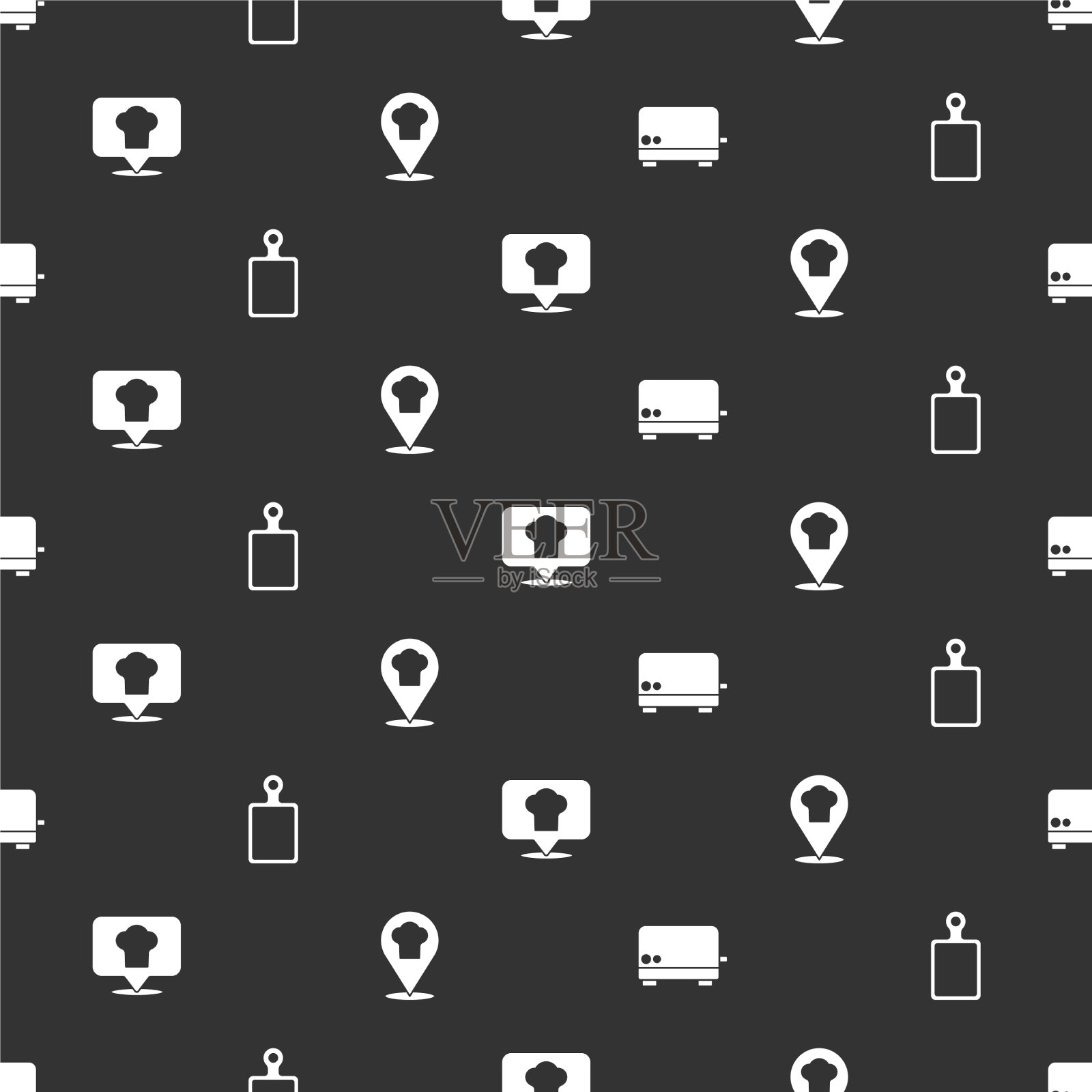 设置烤面包机切菜板厨师帽的位置图标素材