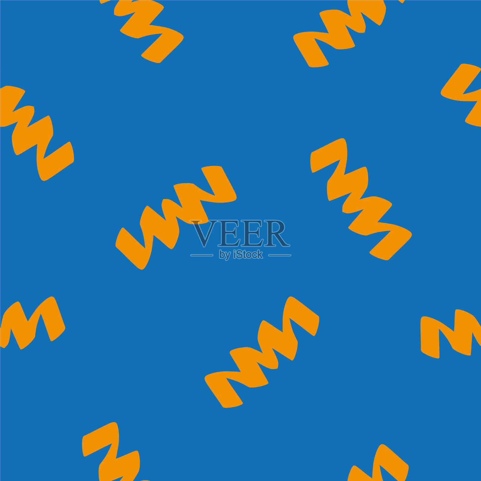 橙色之字形，蓝色背景插画图片素材