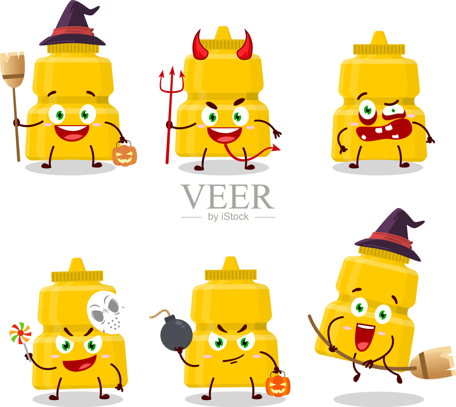 万圣节表情卡通芥末插画图片素材