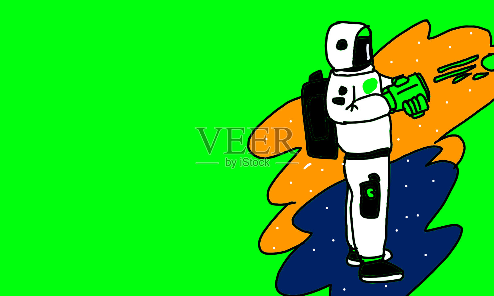 矢量设计与宇航员在太空中的角色插画图片素材