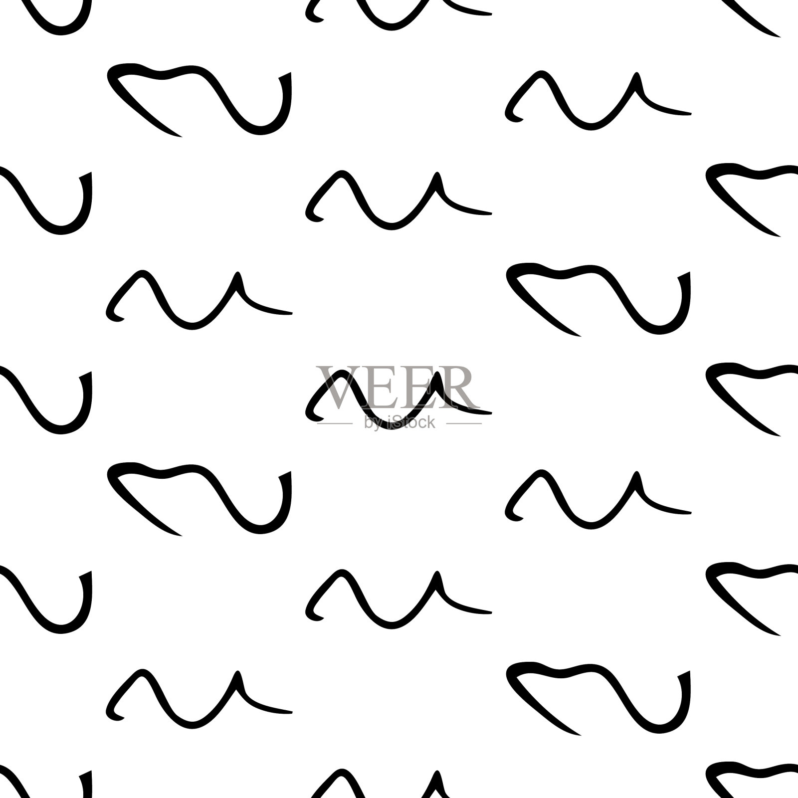 无缝模式与涂鸦波浪线插画图片素材