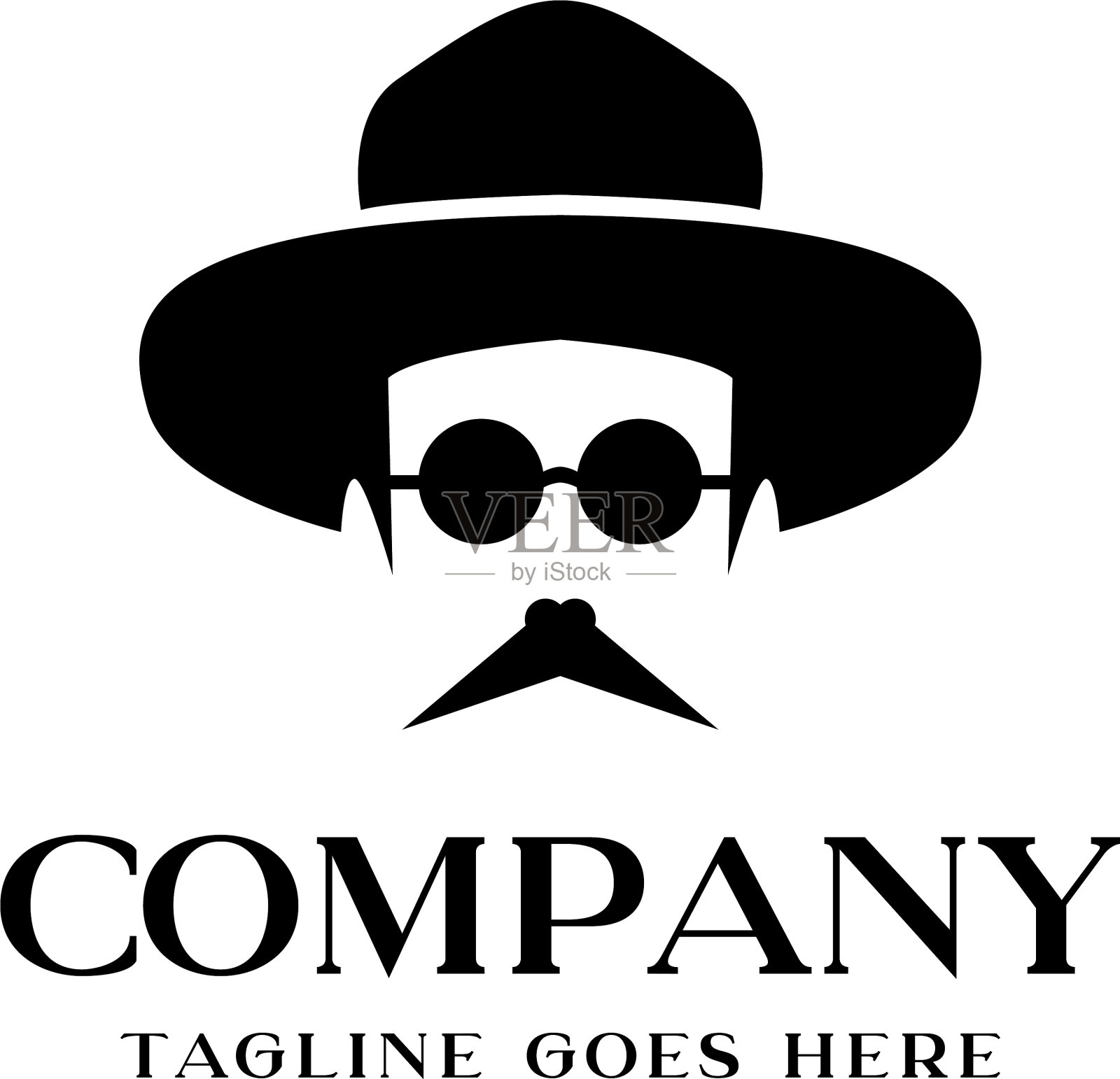 胡子男人的标志插画图片素材