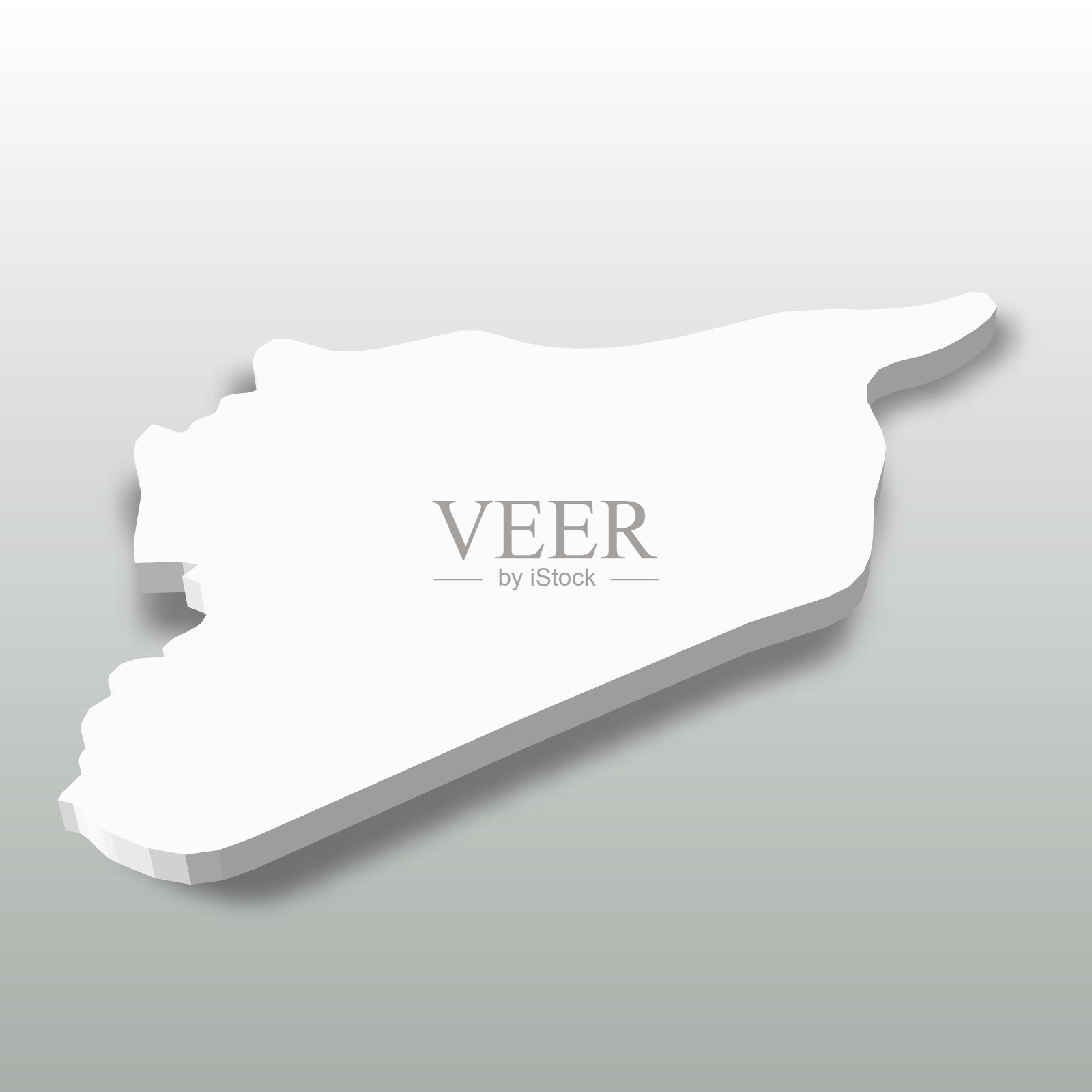 叙利亚-白色三维剪影地图国家地区插画图片素材