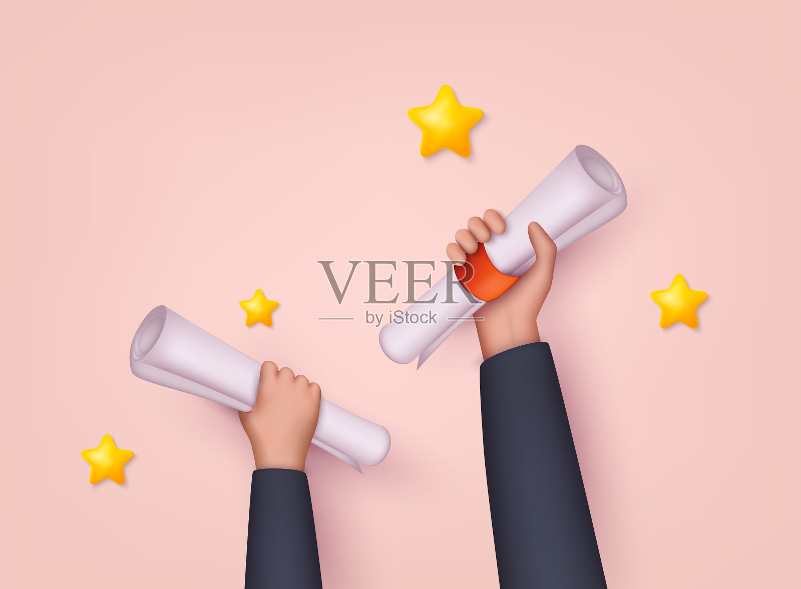 手里拿着毕业证，手里拿着毕业证插画图片素材