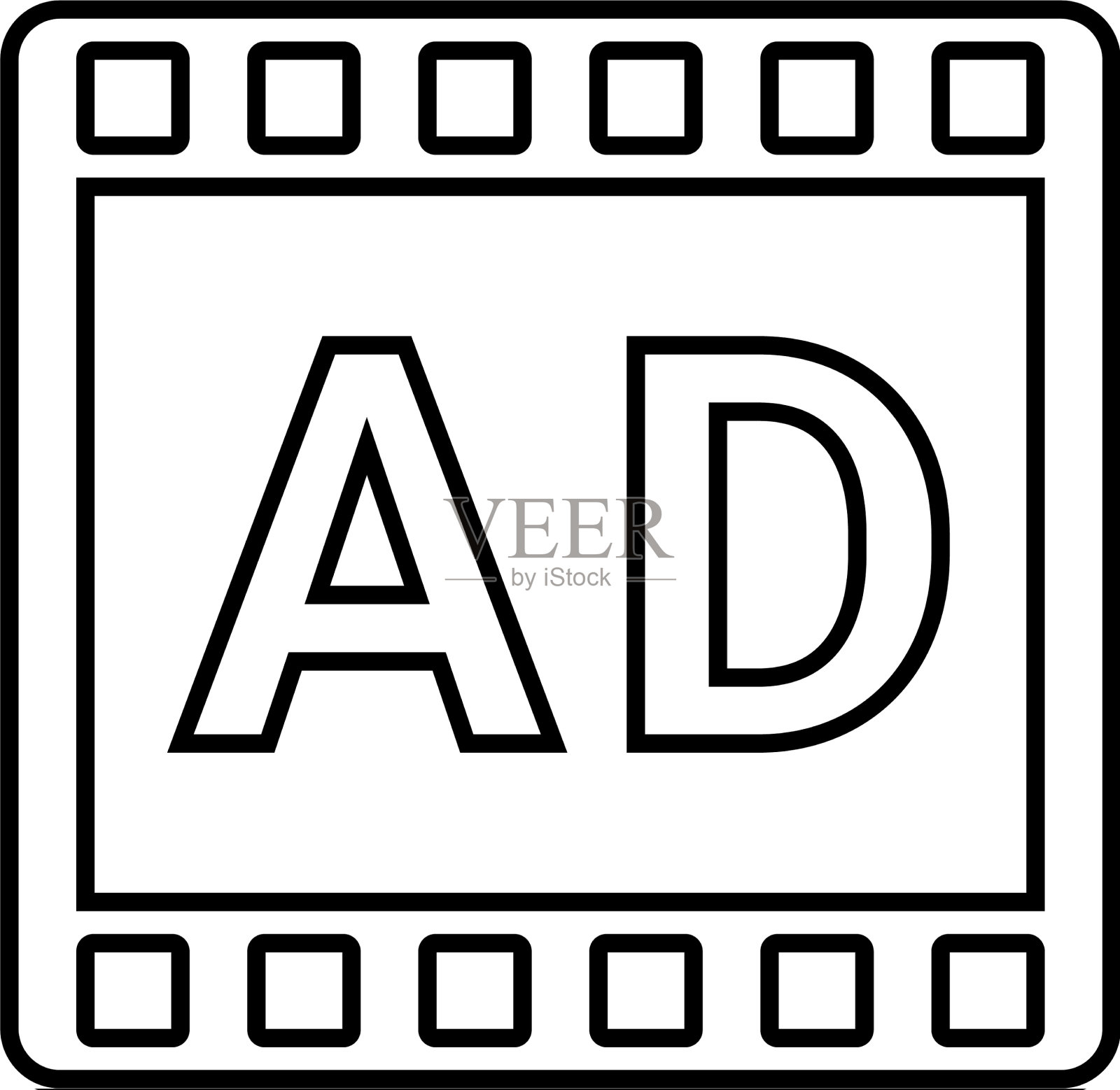 视频广告广告线图标轮廓设计元素图片