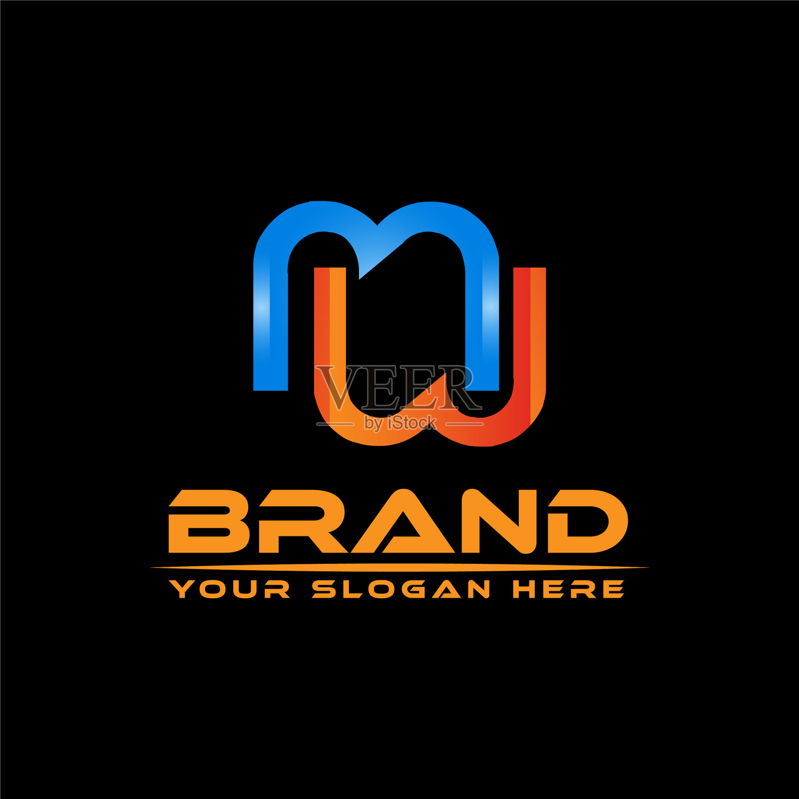 字母m和w在黑色背景上插画图片素材