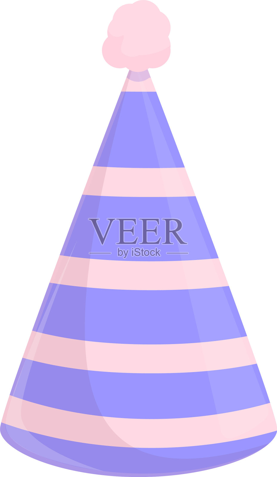 卡通风格的粉红色条纹派对帽设计元素图片