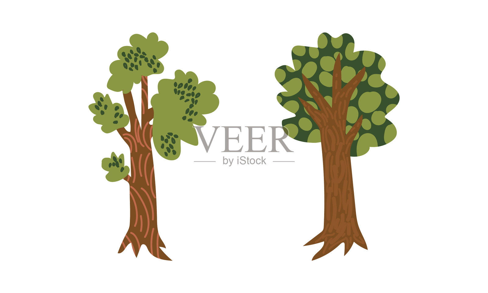 绿树和茂密的树叶作为公园的元素插画图片素材