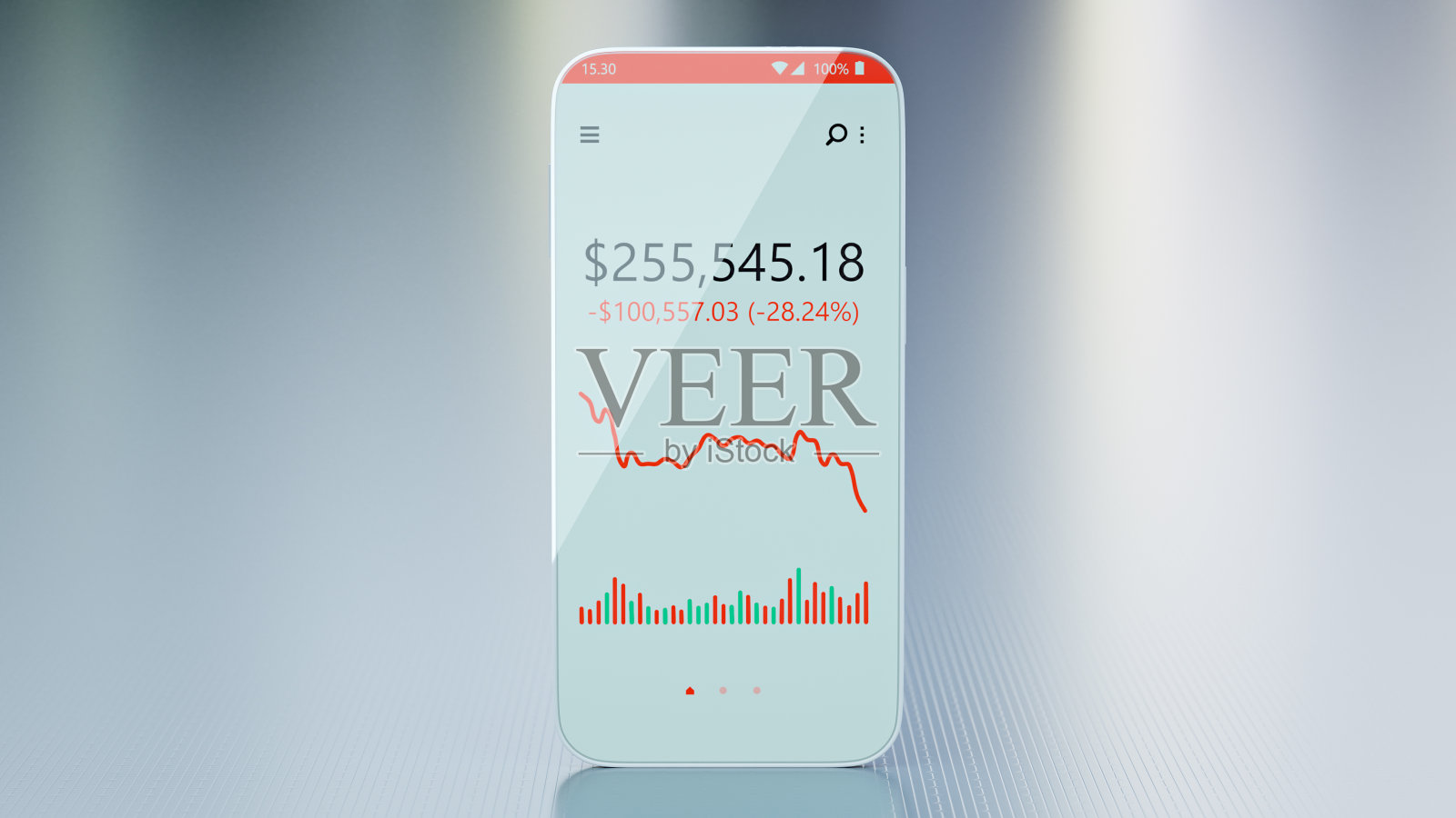 通用手机与虚构的股票交易应用程序3D渲染照片摄影图片