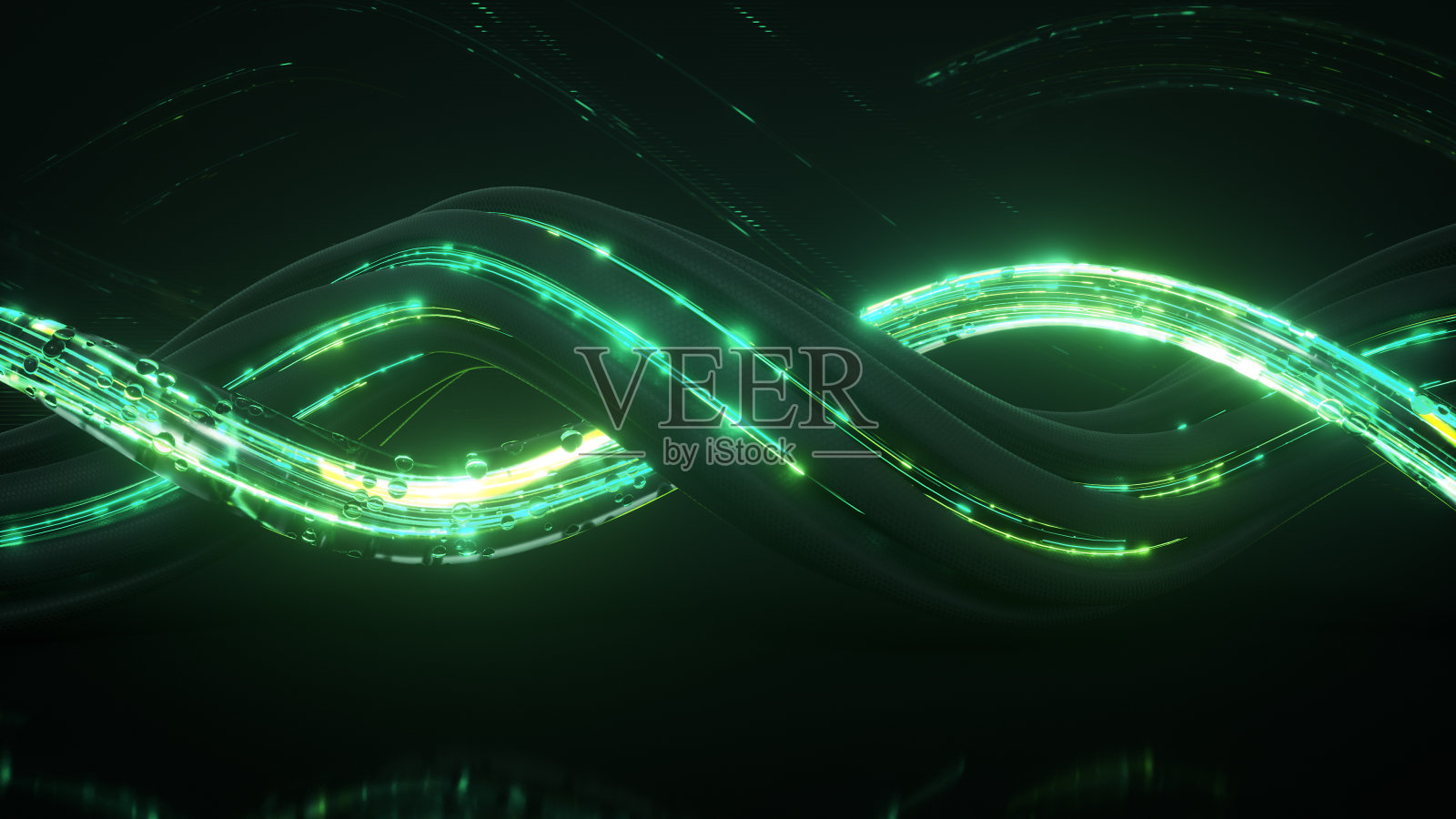 连接形式与绿色数据流三维渲染插图照片摄影图片