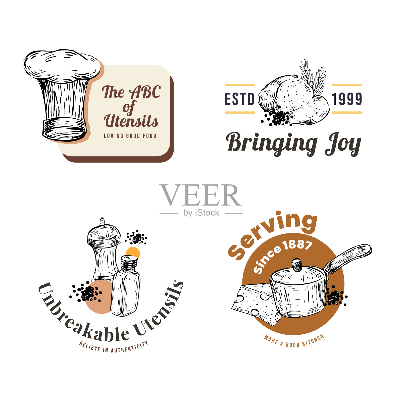 标志以厨房电器为概念设计插画图片素材