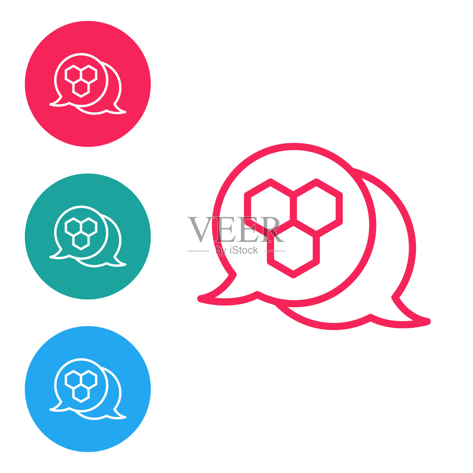 红线蜂窝图标隔离在白色上图标素材