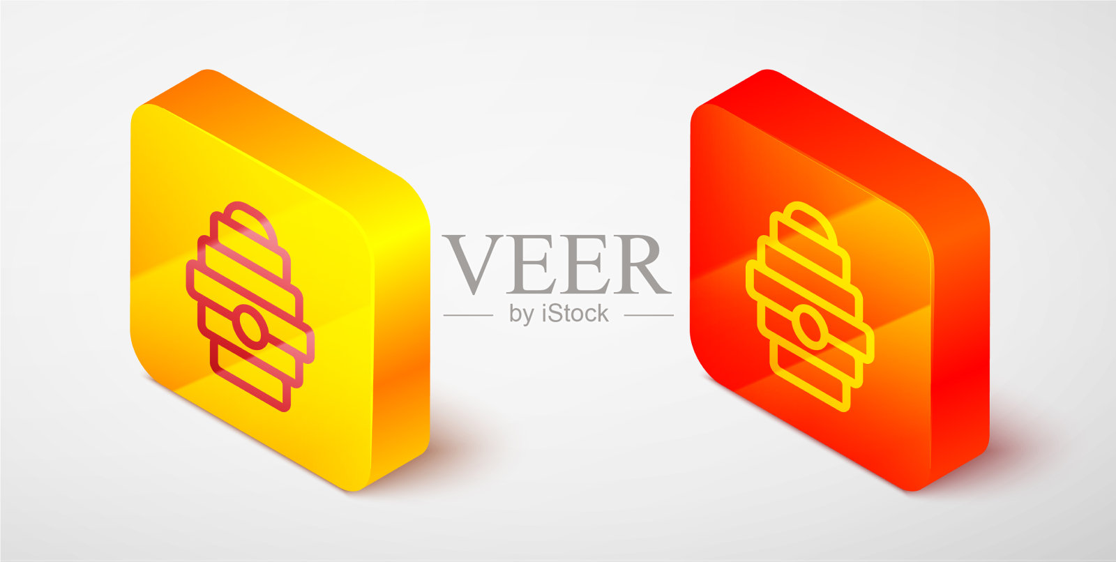 等距线蜂箱为蜜蜂图标孤立在灰色图标素材