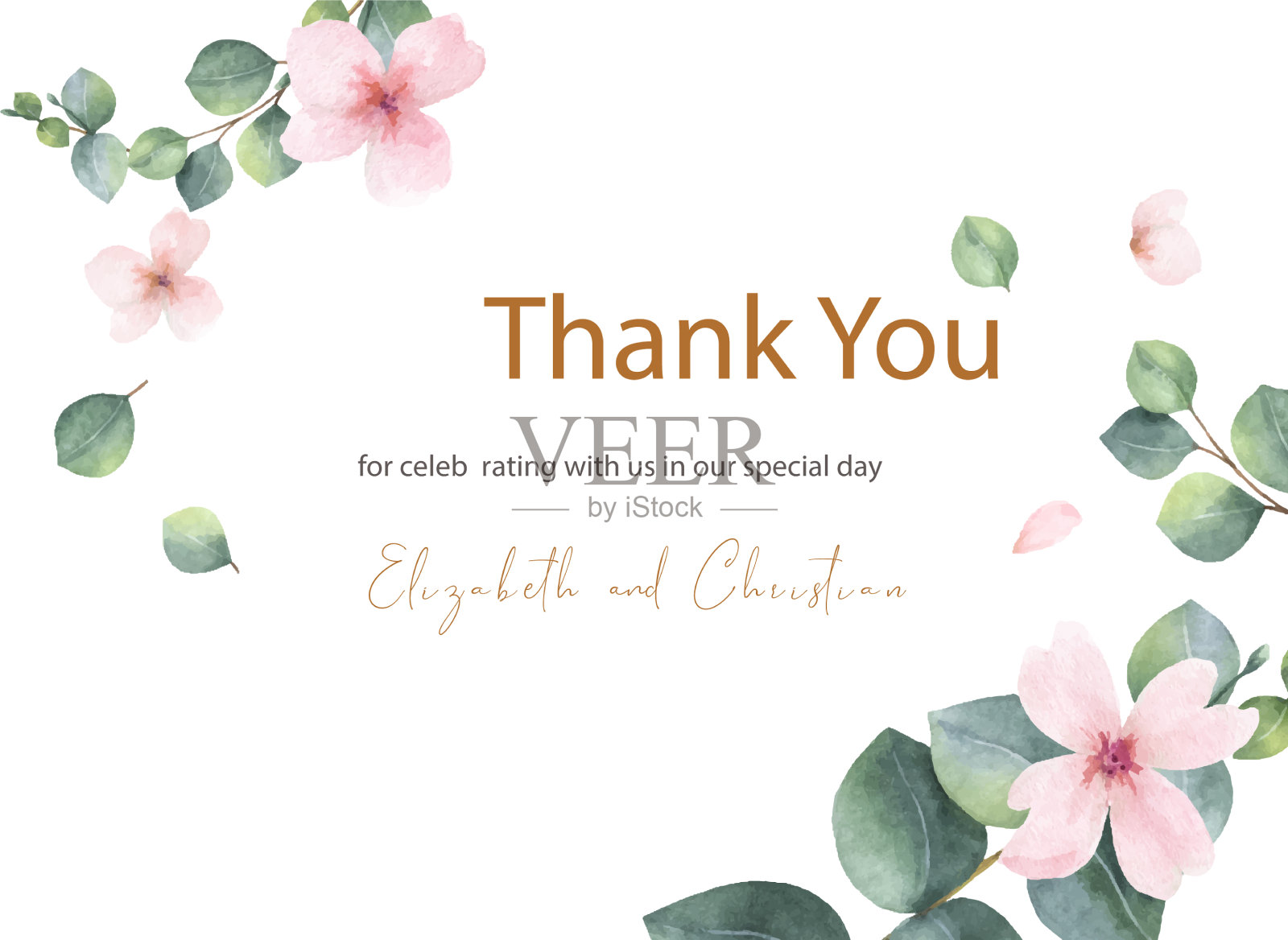 水彩手绘婚礼请柬插画图片素材