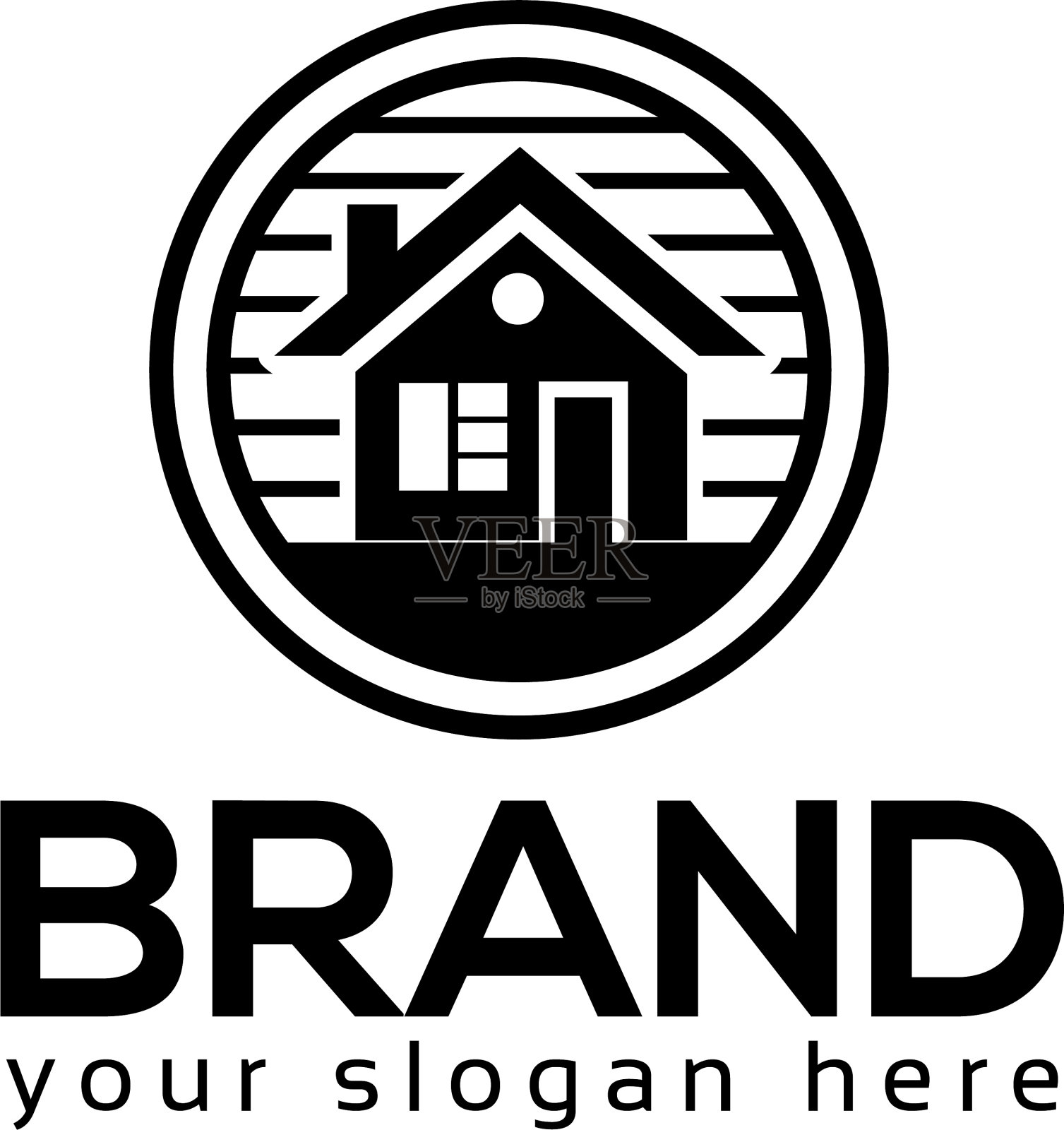 房子标志flat标志设计黑色房子插画图片素材