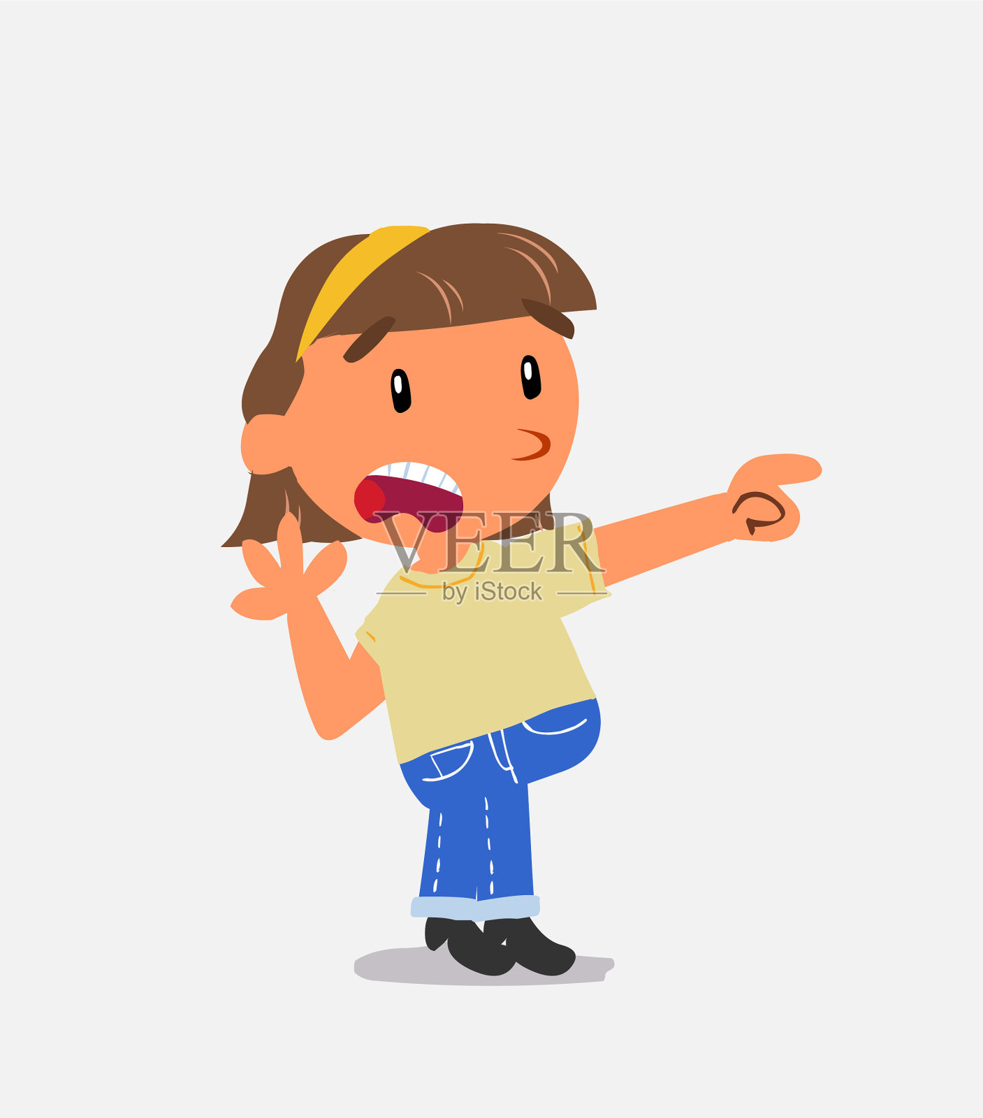 惊讶的卡通人物小女孩上了插画图片素材