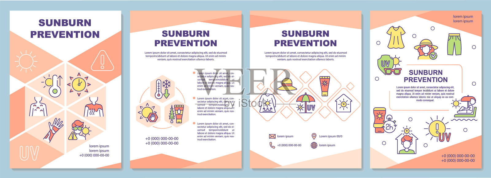 防晒手册模板插画图片素材