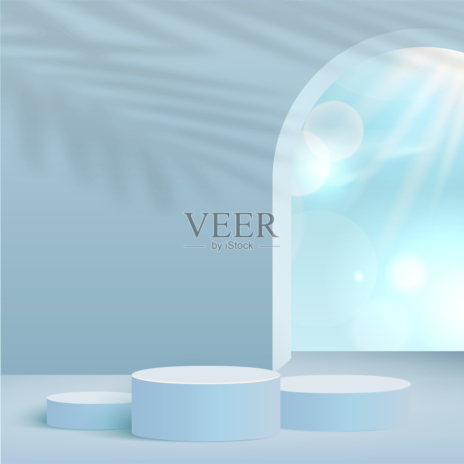 产品展示3d背景讲台场景与蓝色几何形状平台。矢量图插画图片素材