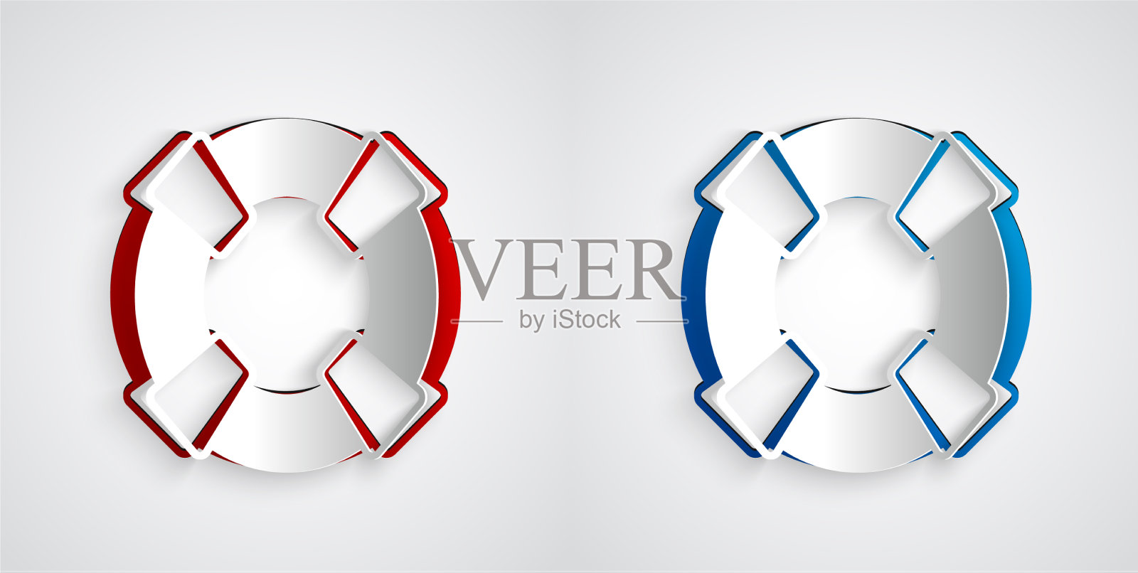 剪纸救生圈图标孤立在灰色插画图片素材