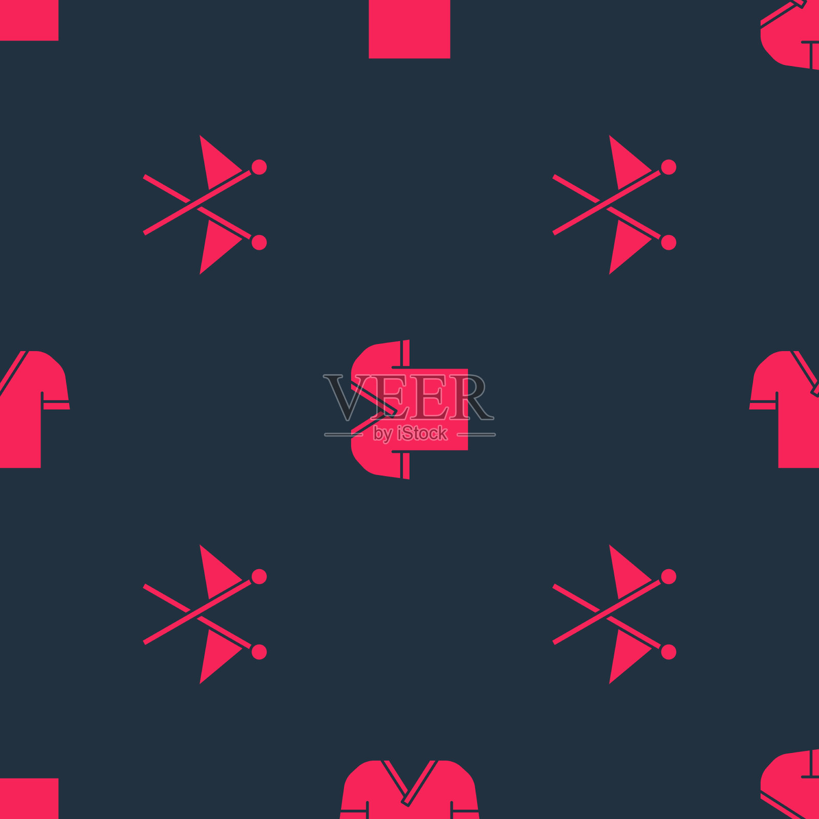 设置高尔夫旗和衬衫的无缝模式图标素材