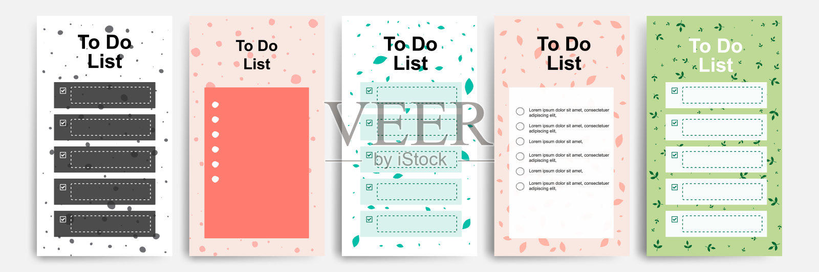制定收集待做检查清单空白的每日或每周计划。适合印刷和网络，社交媒体故事故事横幅，日记，笔记本模板布局具有流畅的波浪自然元素设计模板素材