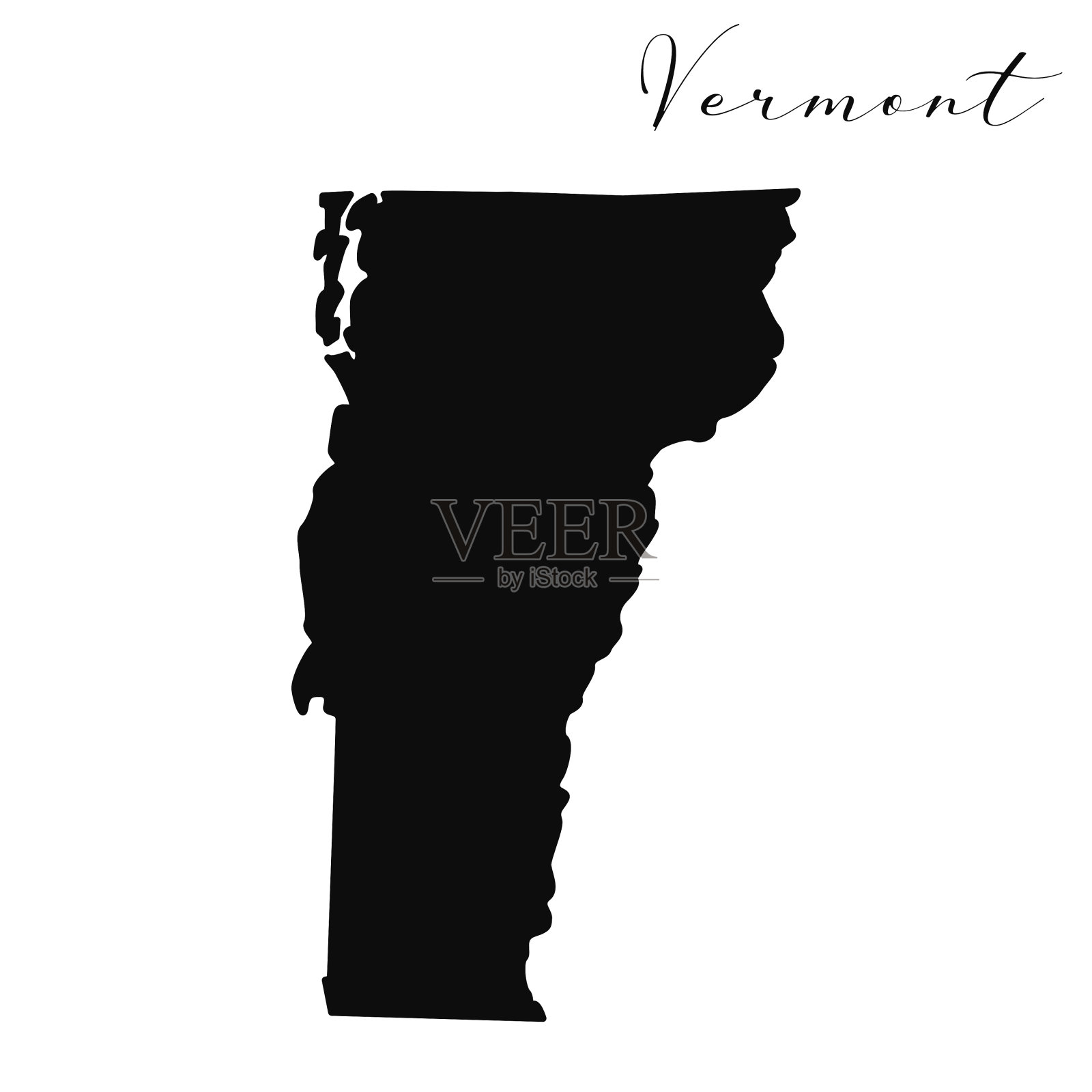 佛蒙特向量地图黑色剪影孤立插画图片素材