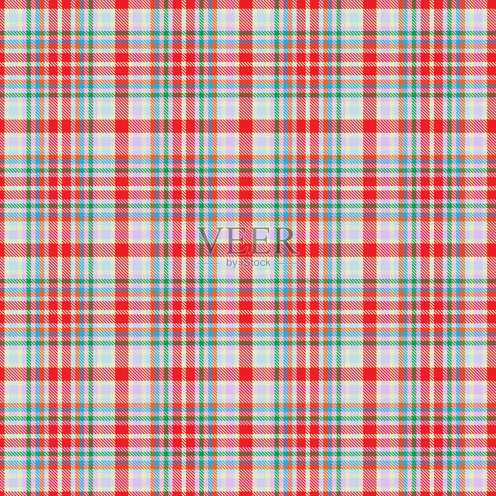 彩虹彩彩格子花呢格子无缝模式插画图片素材