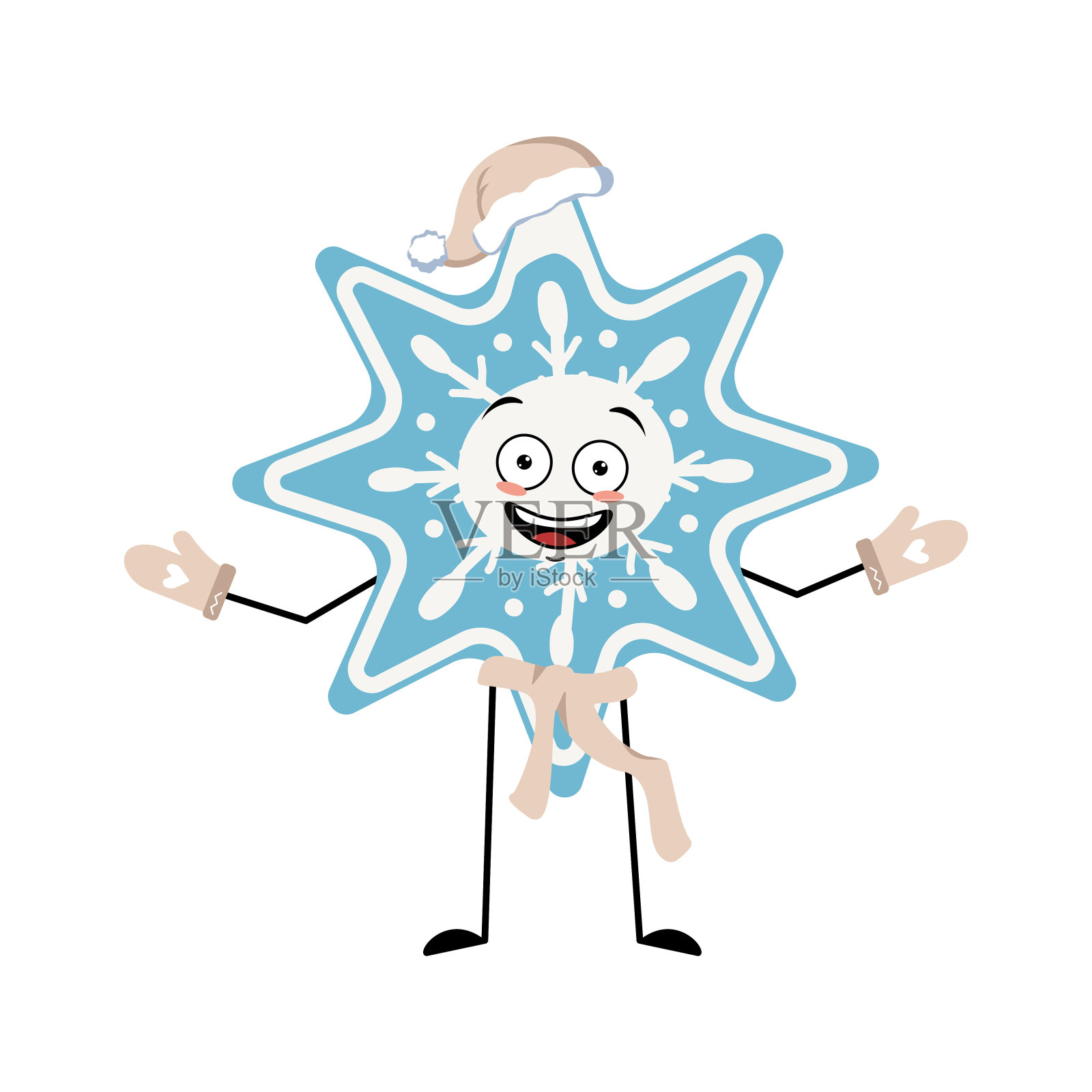 可爱的圣诞雪花带着欢乐的情绪设计元素图片