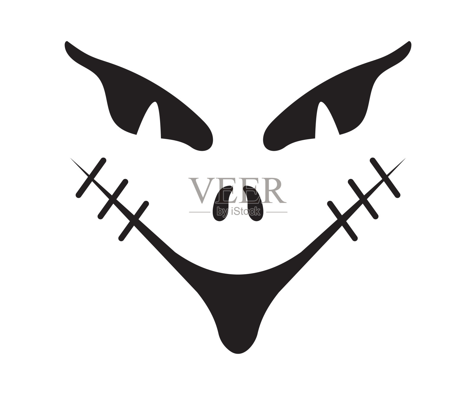 可怕的万圣节脸向量。万圣节南瓜或鬼脸。插画图片素材