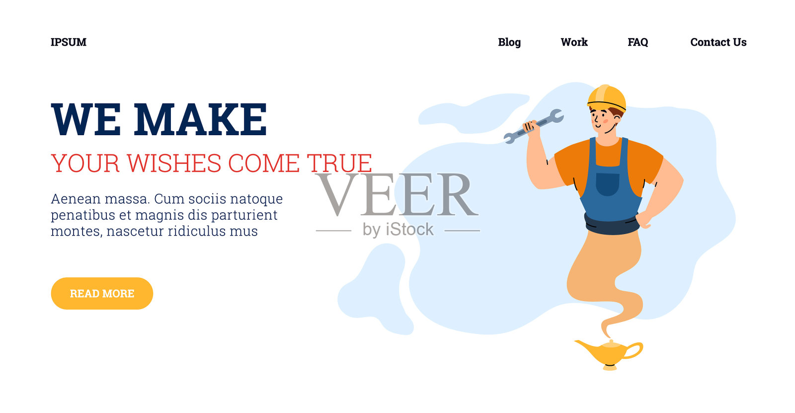 网站页面与修理工看起来像精灵设计模板素材