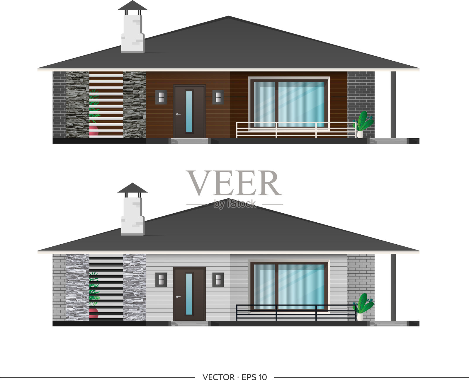 集现代别墅、别墅、别墅于一身插画图片素材