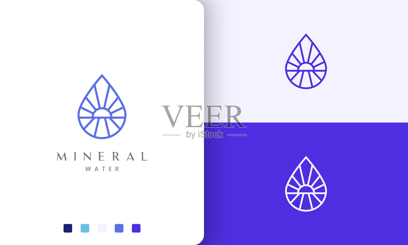 海滩或水的标志在简单的单线和插画图片素材