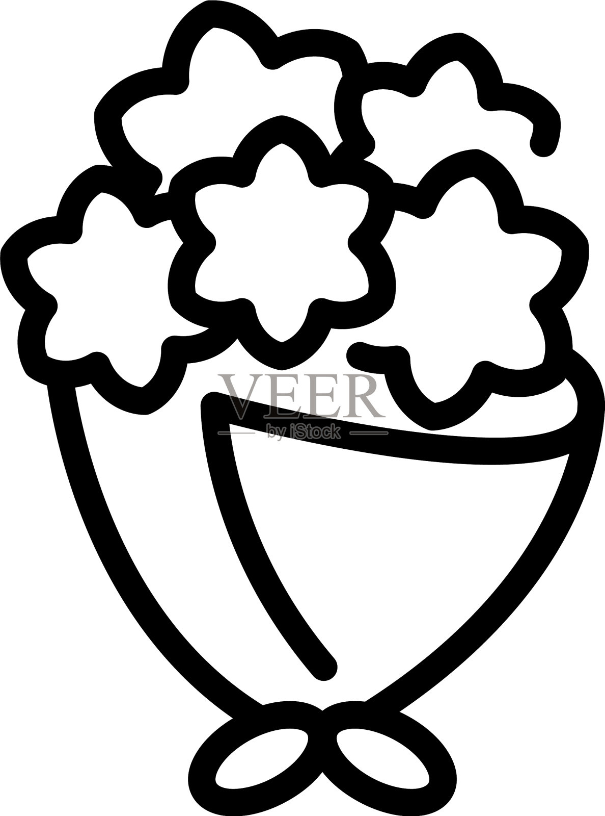 夏季花花束图标轮廓风格插画图片素材