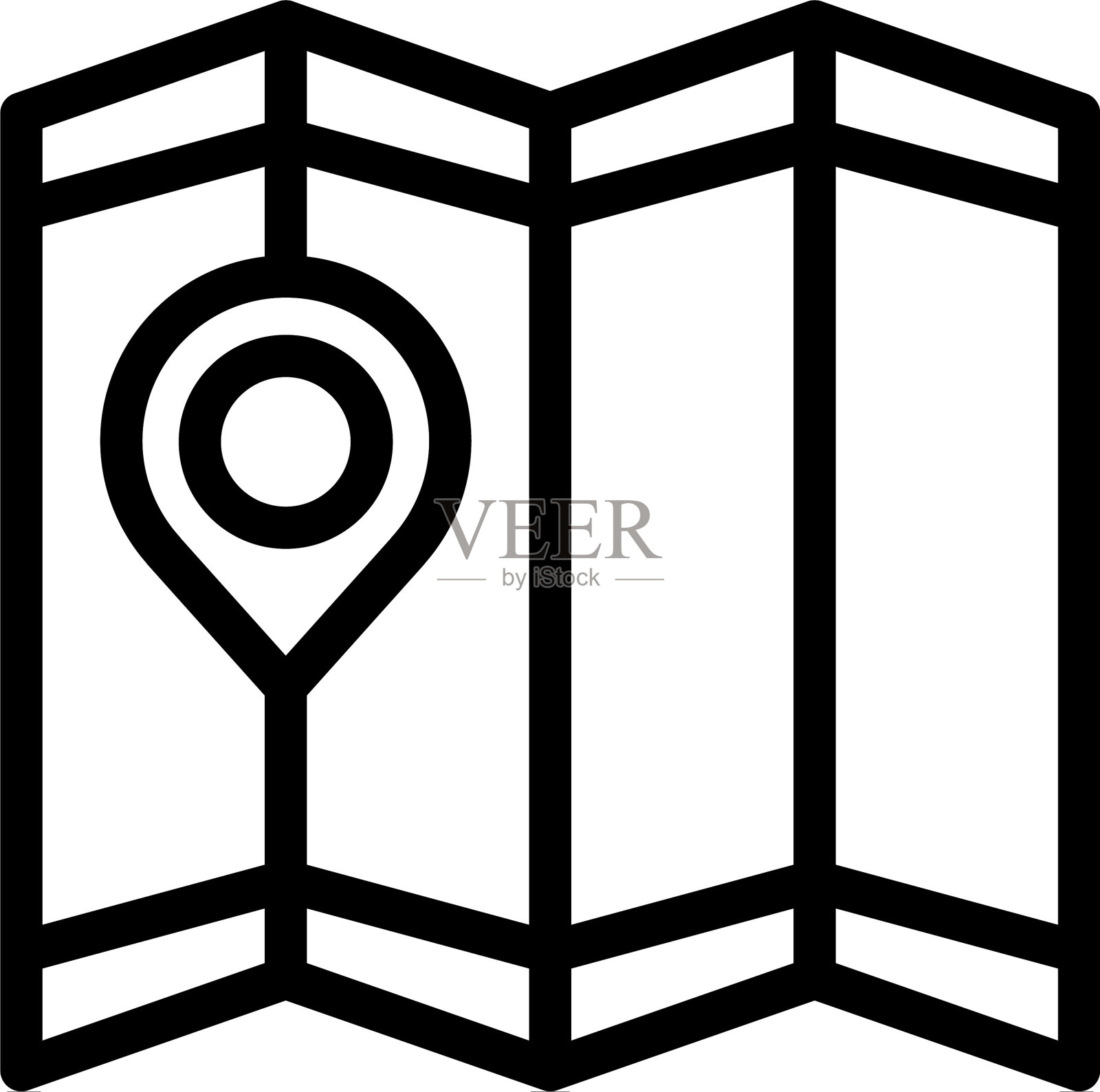 探险地图图标轮廓风格图标素材