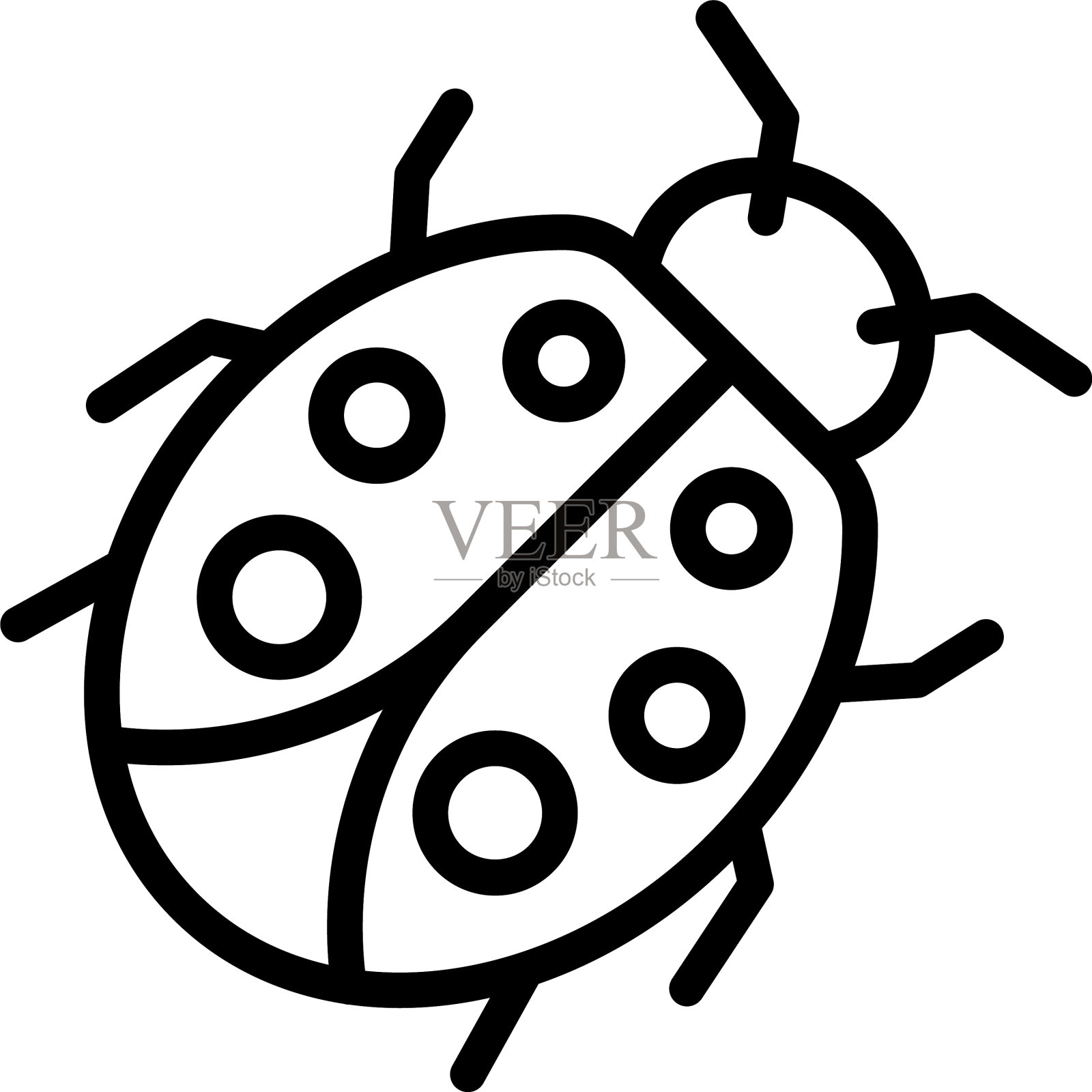 瓢虫野生动物图标轮廓风格插画图片素材