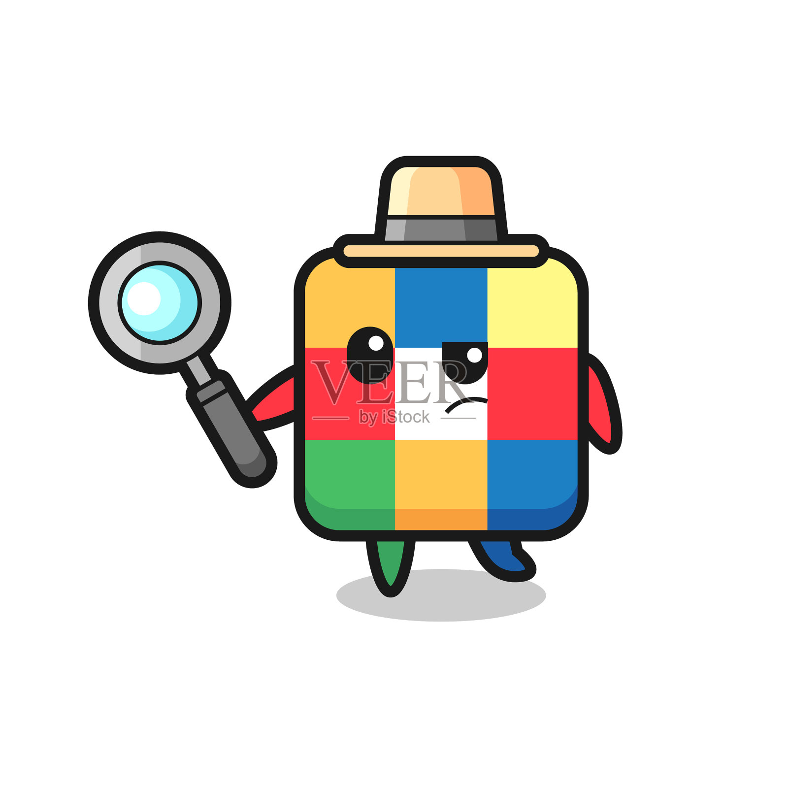 魔方侦探正在分析一个案子插画图片素材