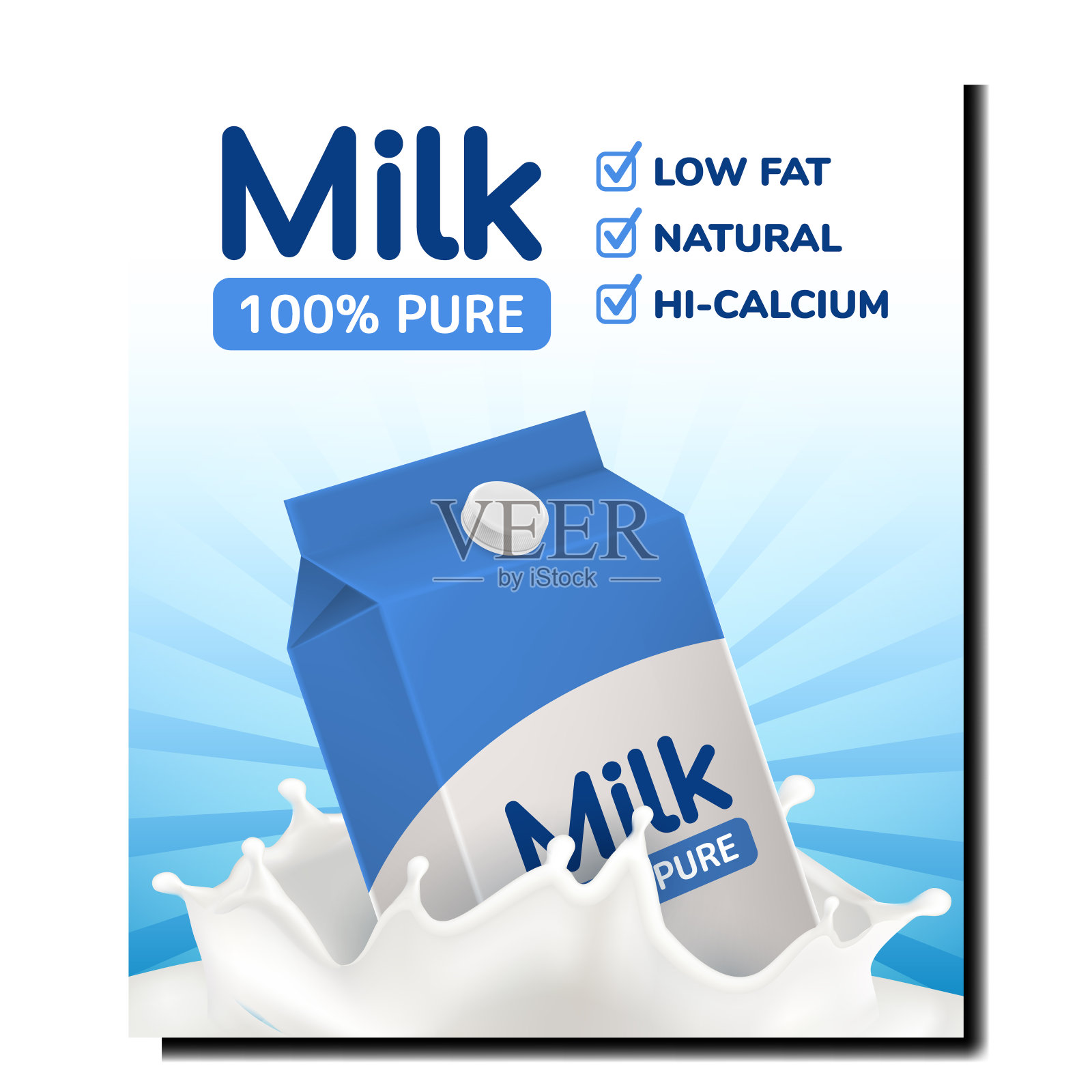 牛奶天然饮料创意宣传海报向量插画图片素材