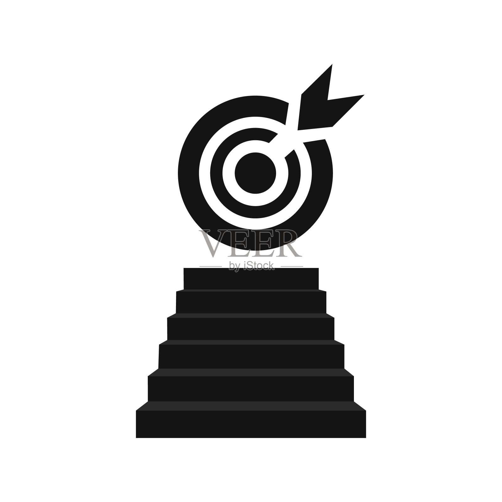 黑色商业接近目标平面图标。简单的可编辑矢量插图可用的网页和打印项目。图标素材