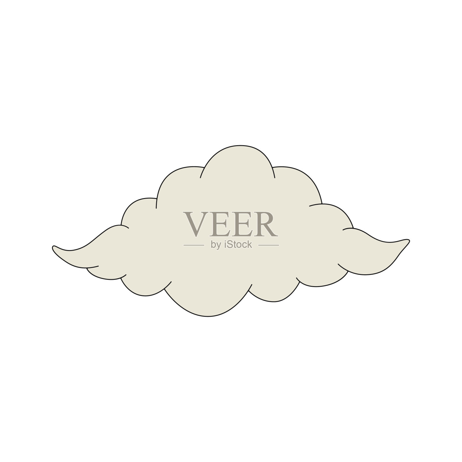 复古云——线性风格的图标。矢量插图的一个孤立的云在白色的背景插画图片素材