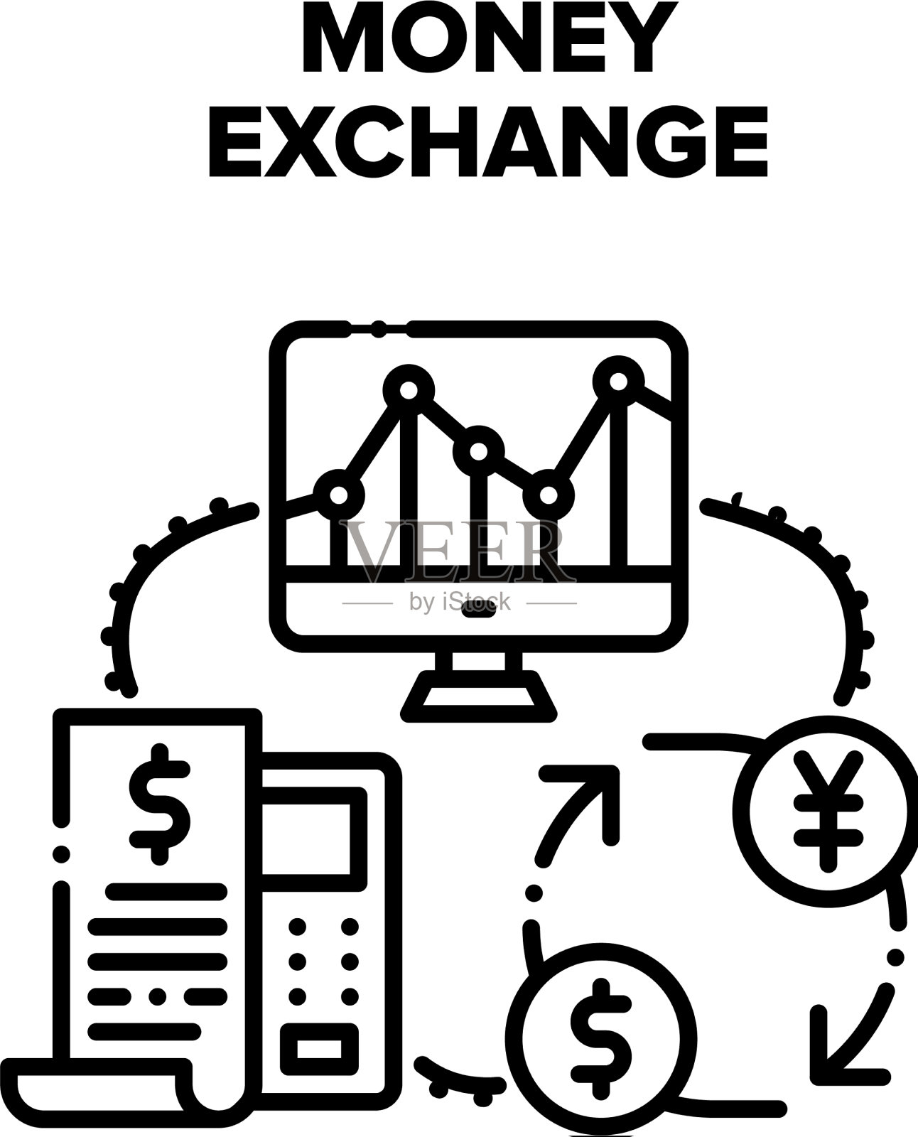货币兑换黑插画图片素材