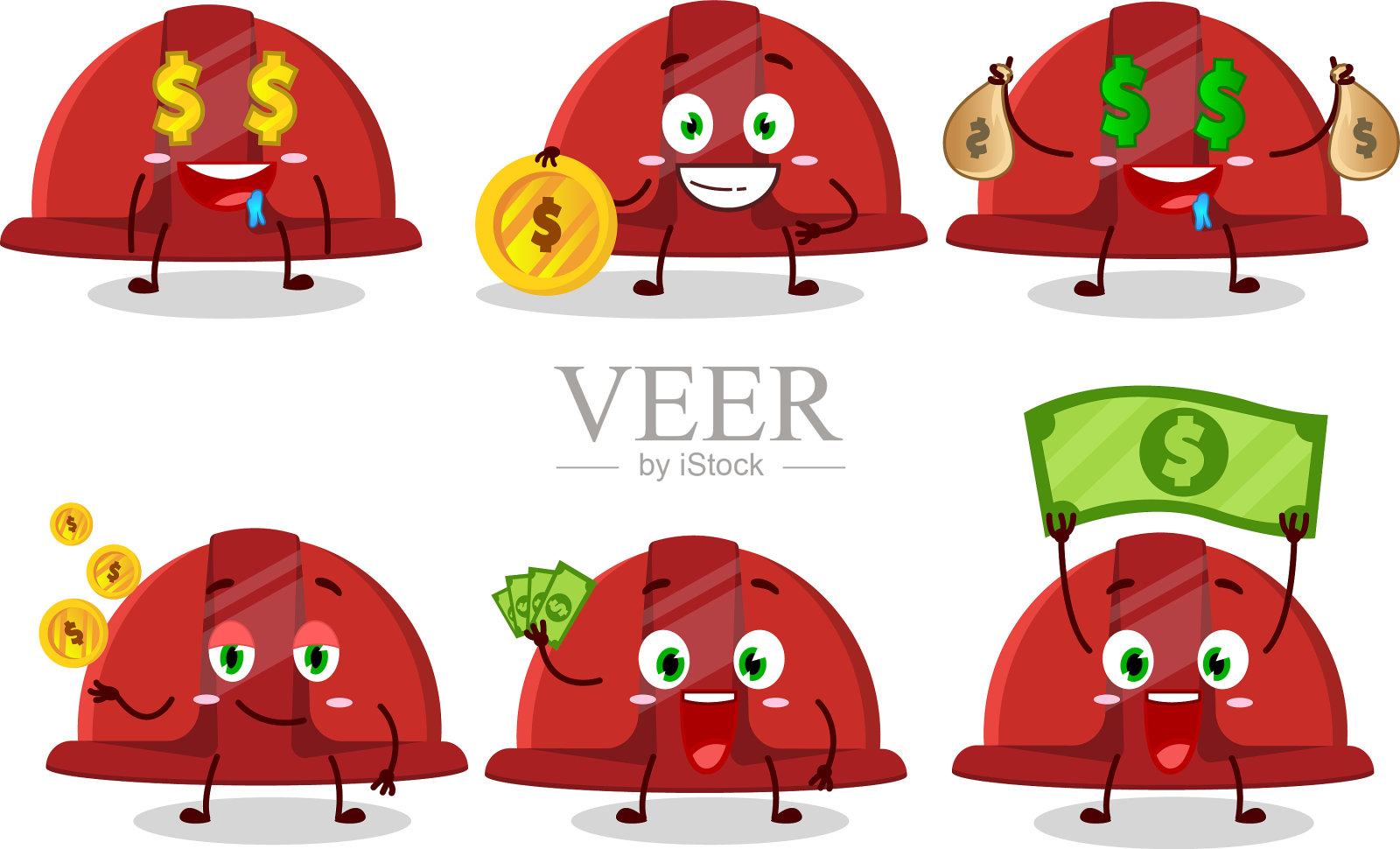 红色建筑头盔卡通人物插画图片素材