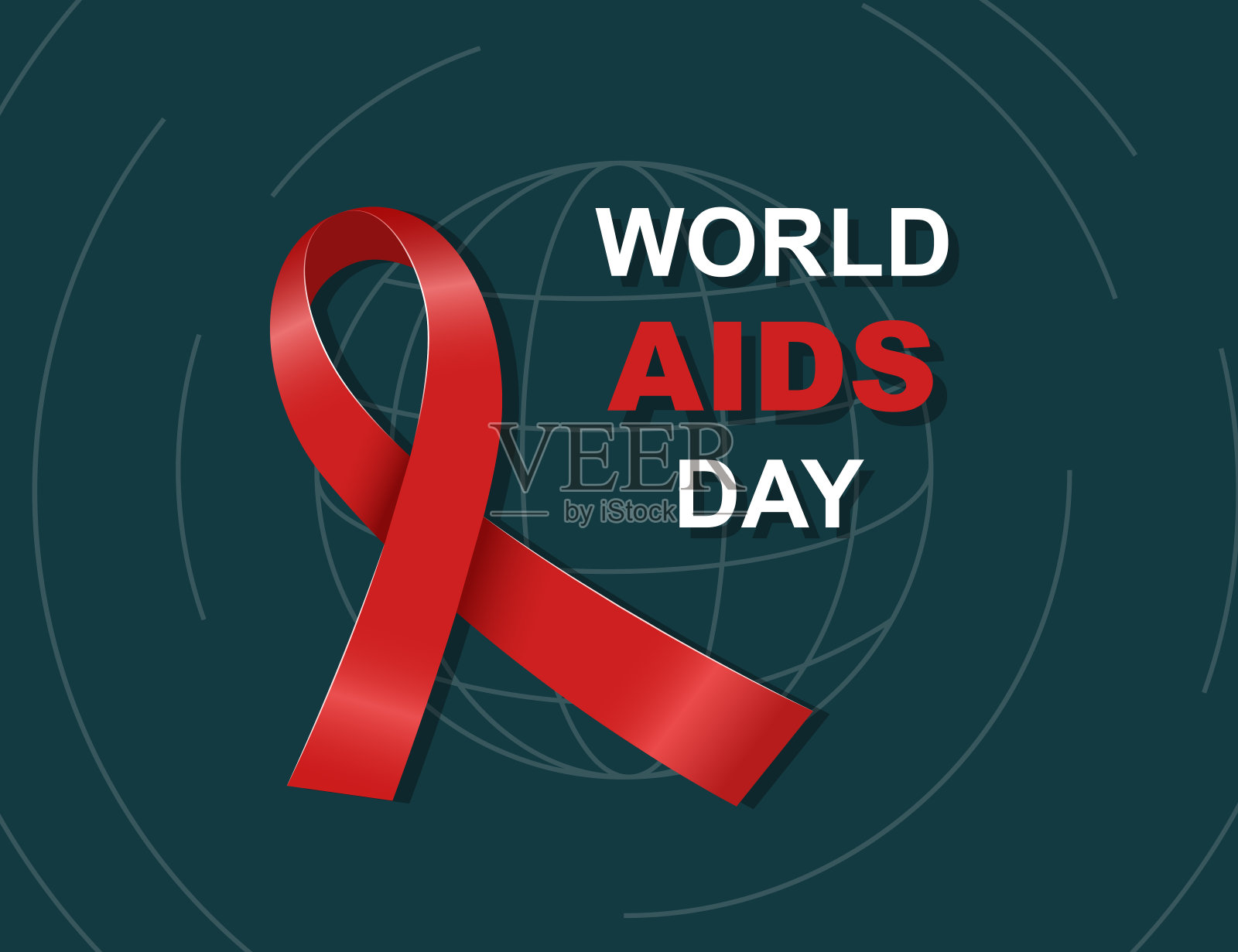 矢量帮助红色丝带在黑暗的背景。世界援助日的横幅和文本。红十字丝带在现实主义风格。12月1日。阻止艾滋病。插画图片素材