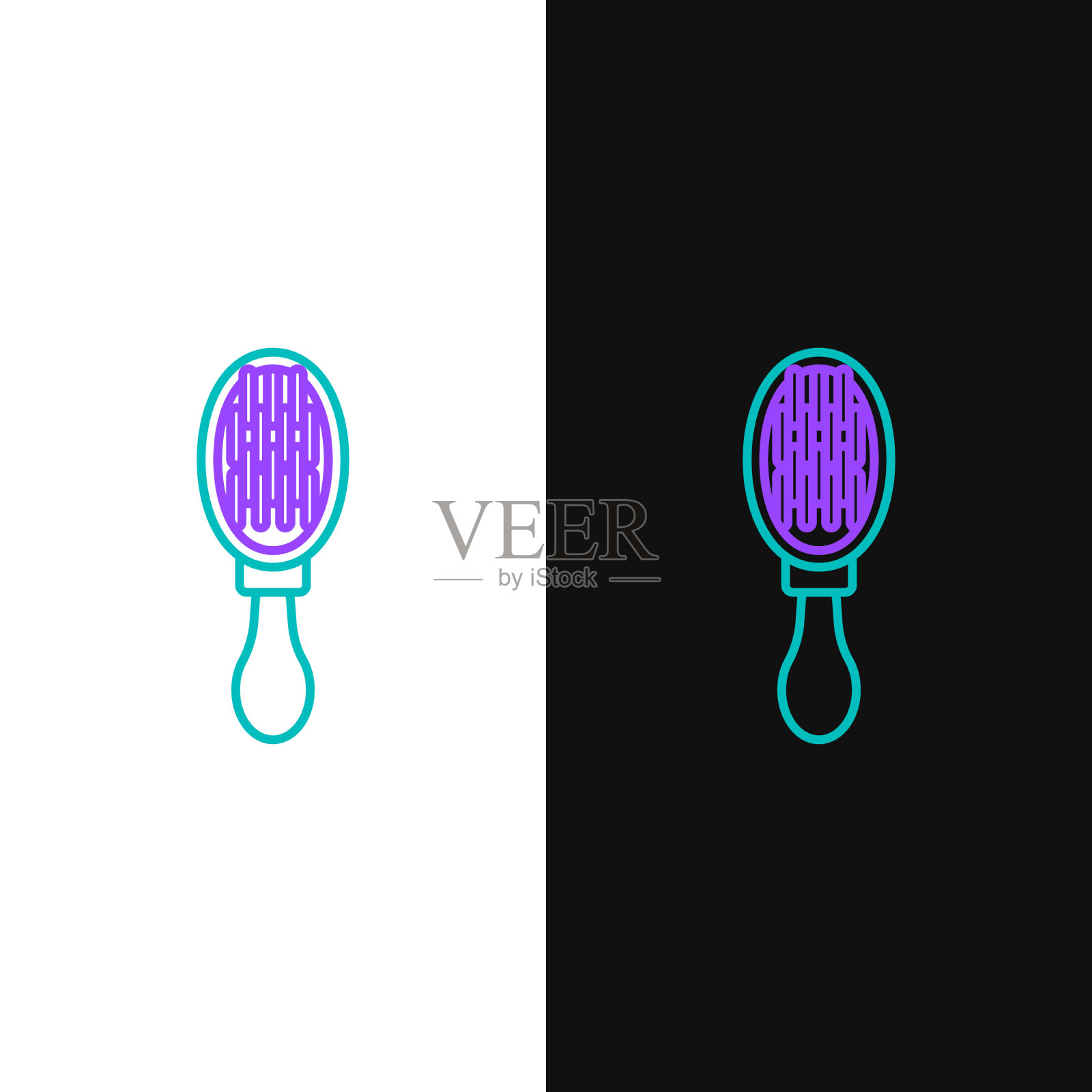 线毛刷为狗和猫图标孤立插画图片素材