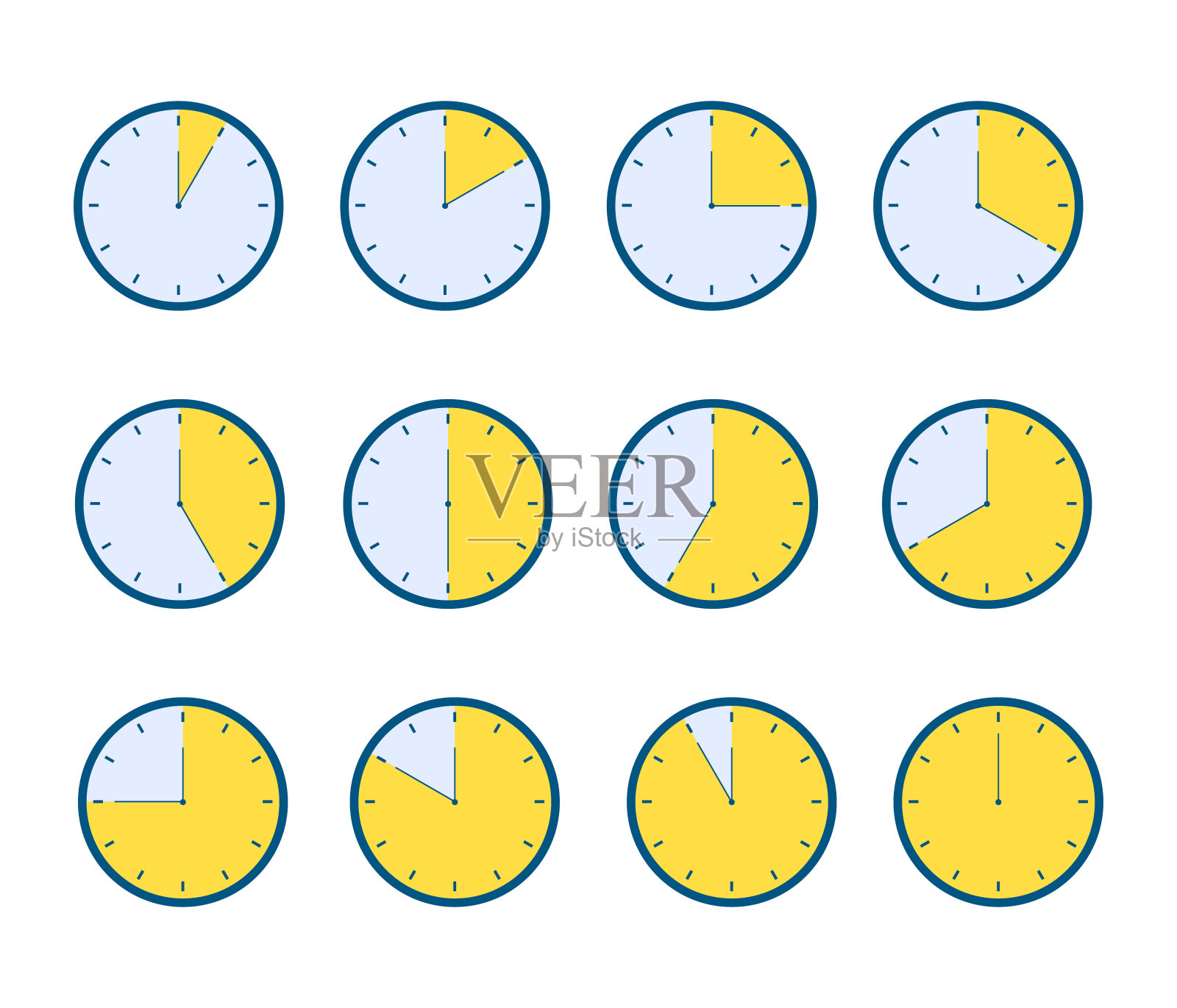 时钟时间的矢量插图。插画图片素材